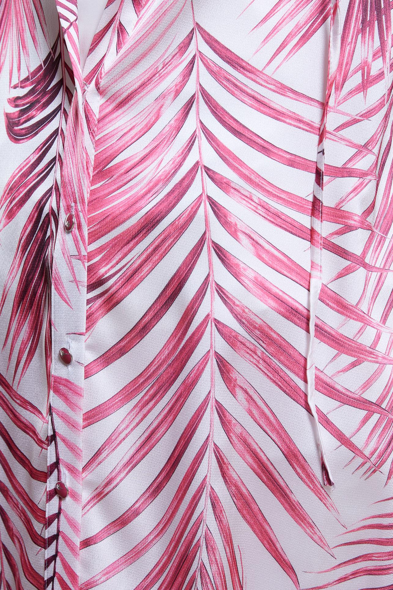 Tesettür giyim FUŞYA DESENLİ UZUN SATEN TUNİK 44611