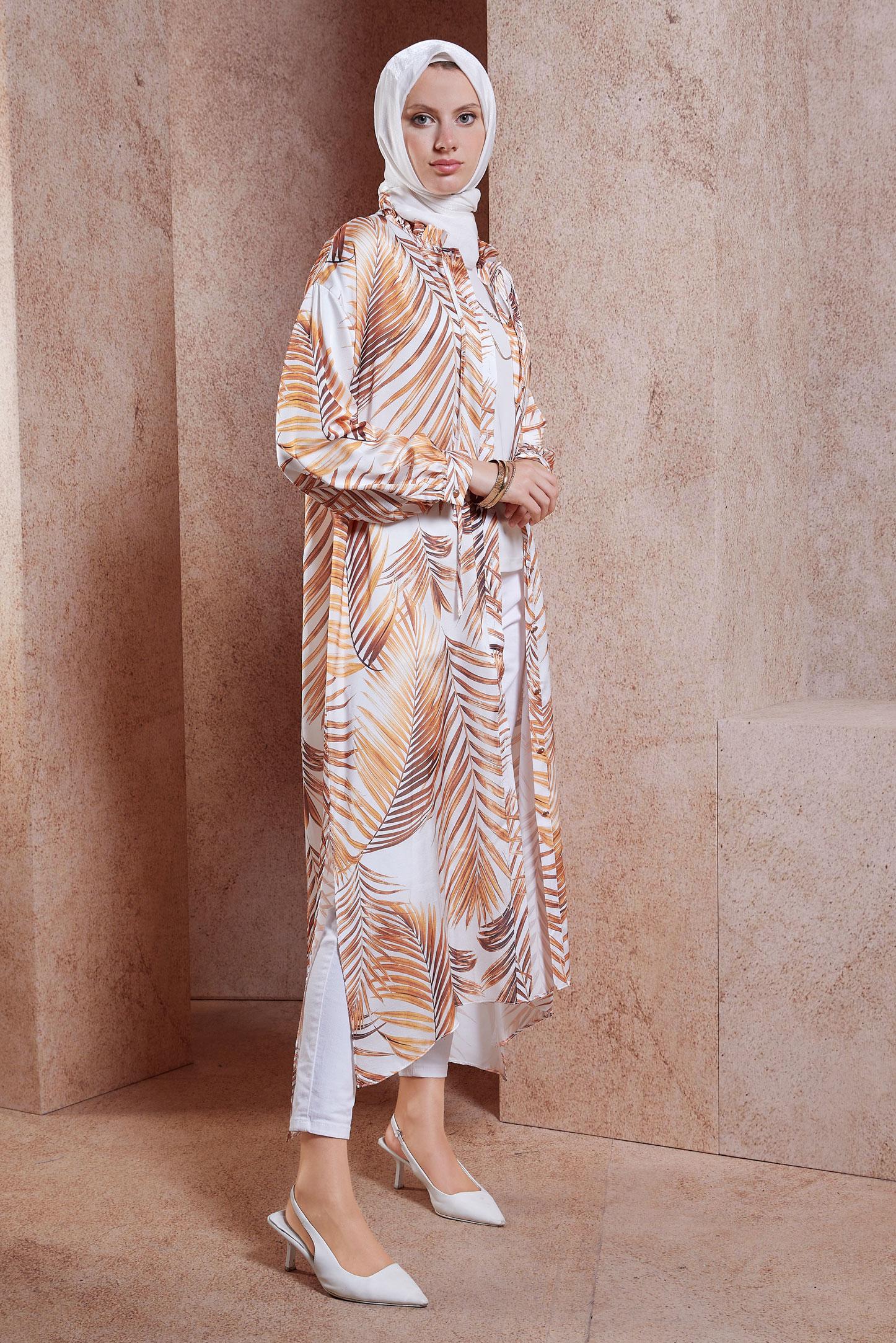 Vêtements hijab TABA TUNIQUE LONGUE EN SATIN À MOTIFS 44611