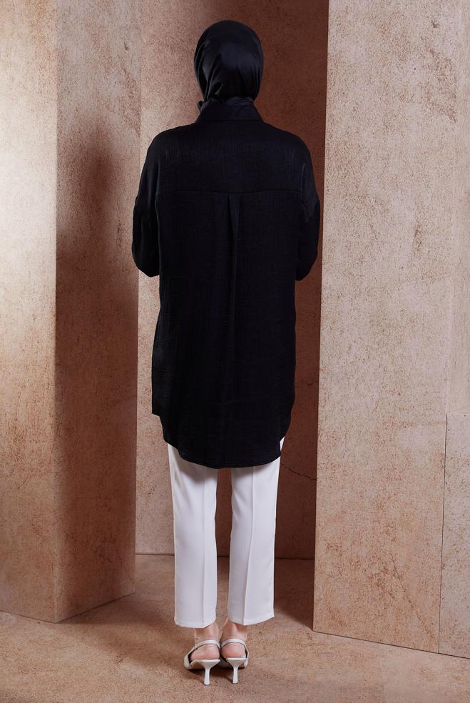 Tesettür giyim SİYAH PAYET DETAYLI TUNİK 44626 - ALVİNA