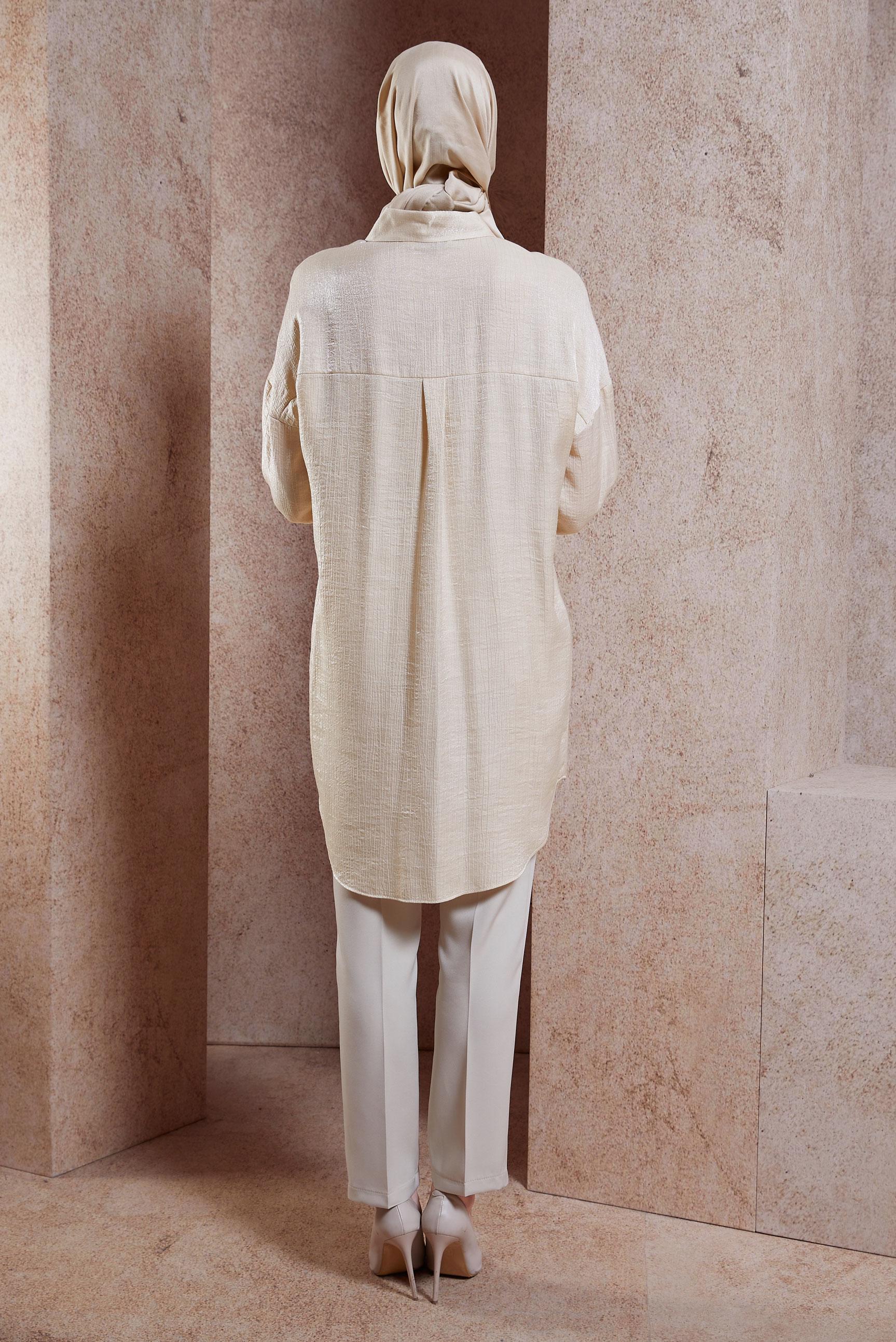 Vêtements hijab BEIGE TUNIQUE À PAILLETTES 44626