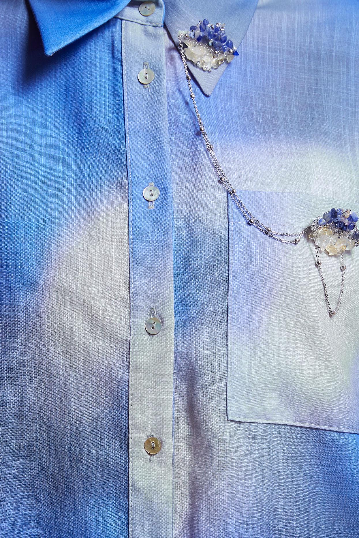 Tesettür giyim LACİVERT KETEN DOKULU BROŞLU TUNİK 44627