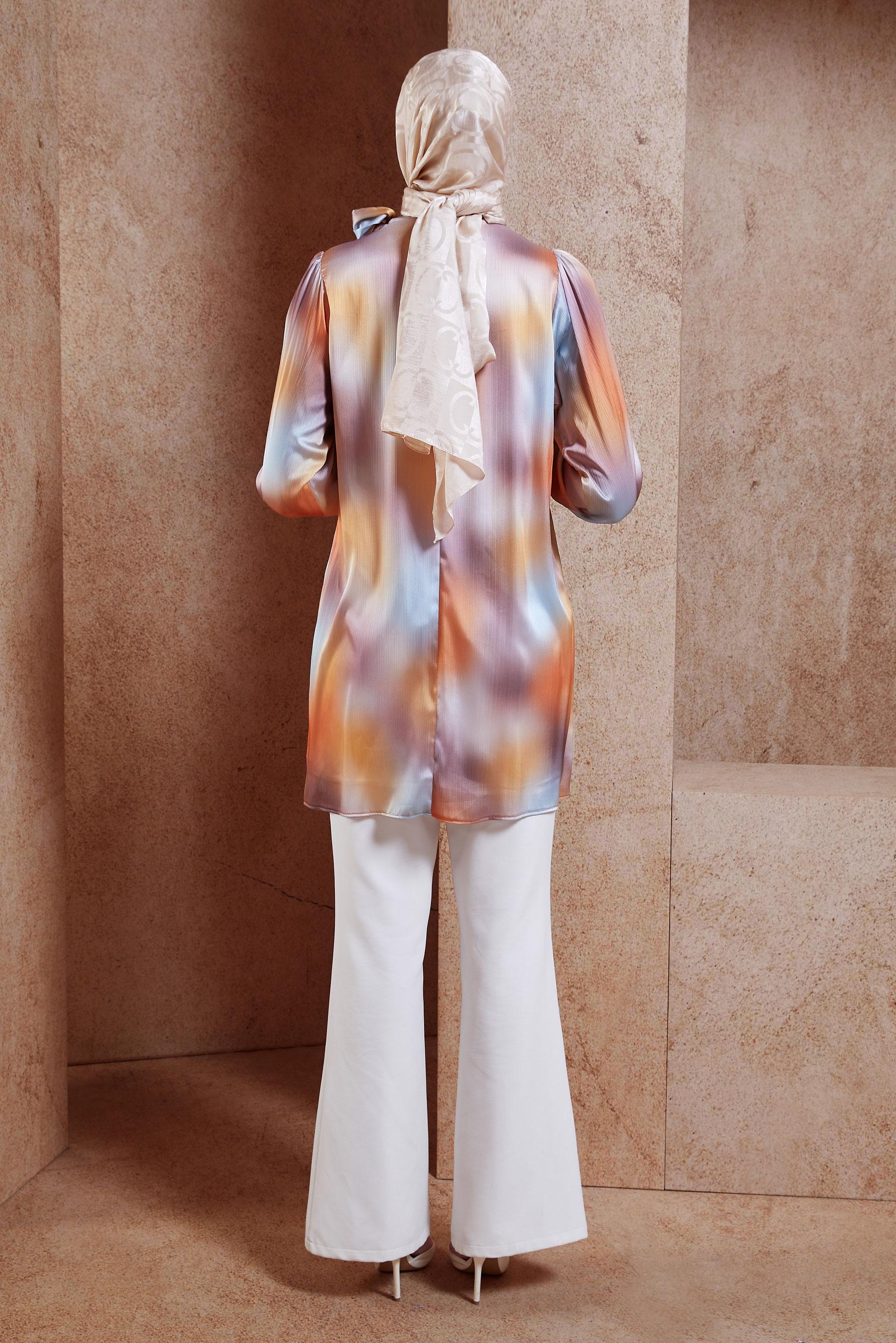 Hijab clothing ORANGE SATIN MODEST TUNIC 44628