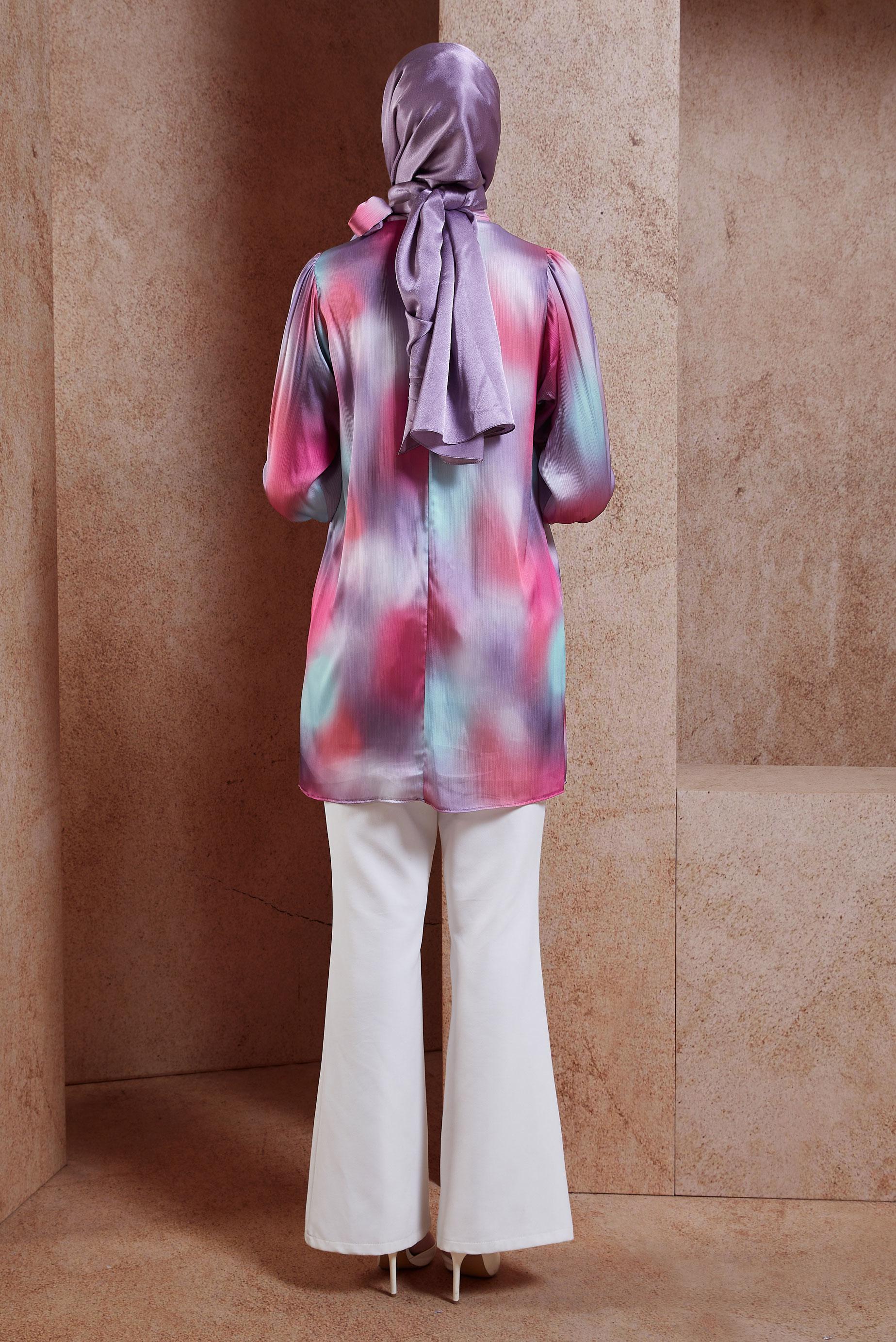 Hijab clothing FUCHSIA SATIN MODEST TUNIC 44628