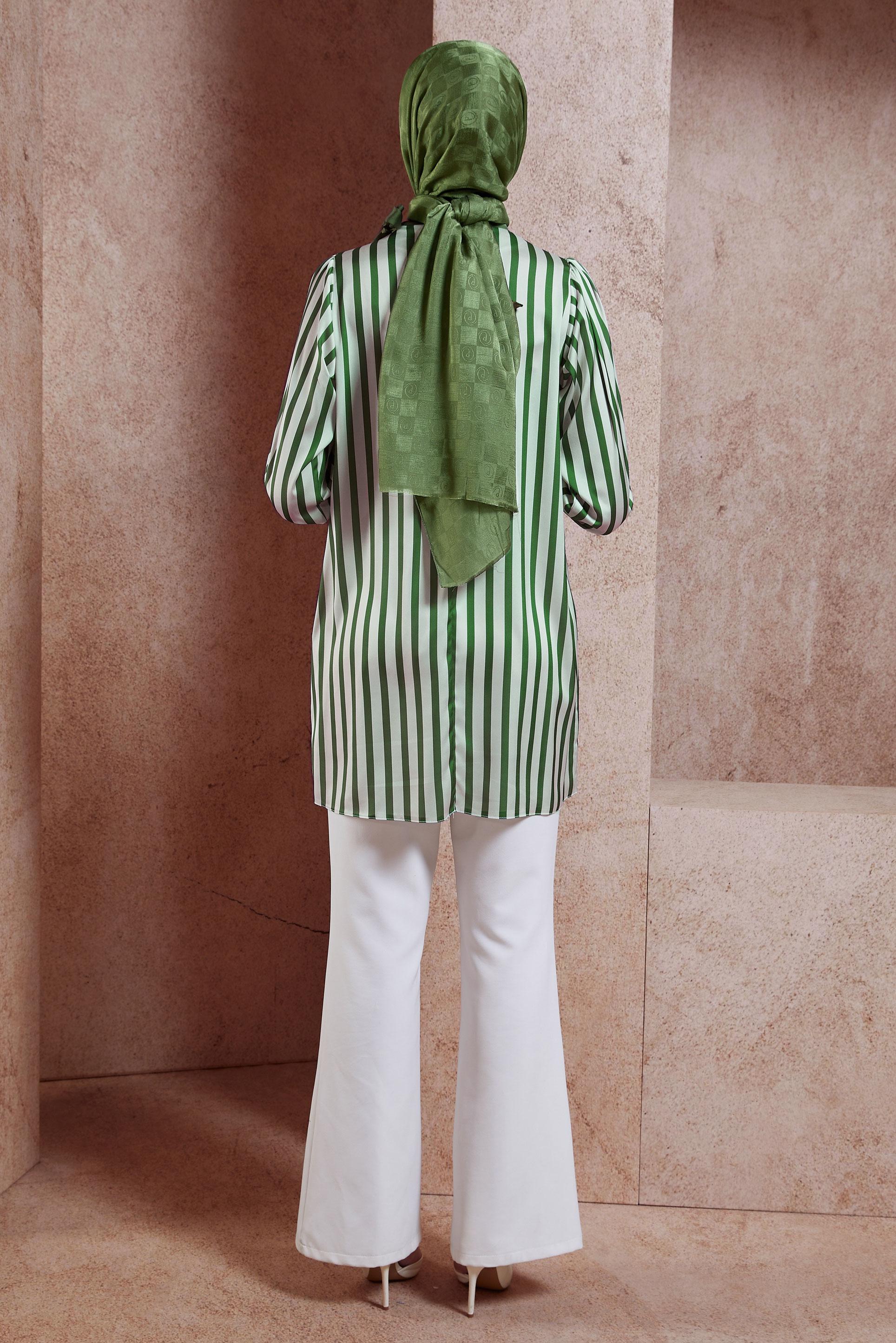 Hijab clothing BEIGE STRIPED SATIN TUNIC 44629