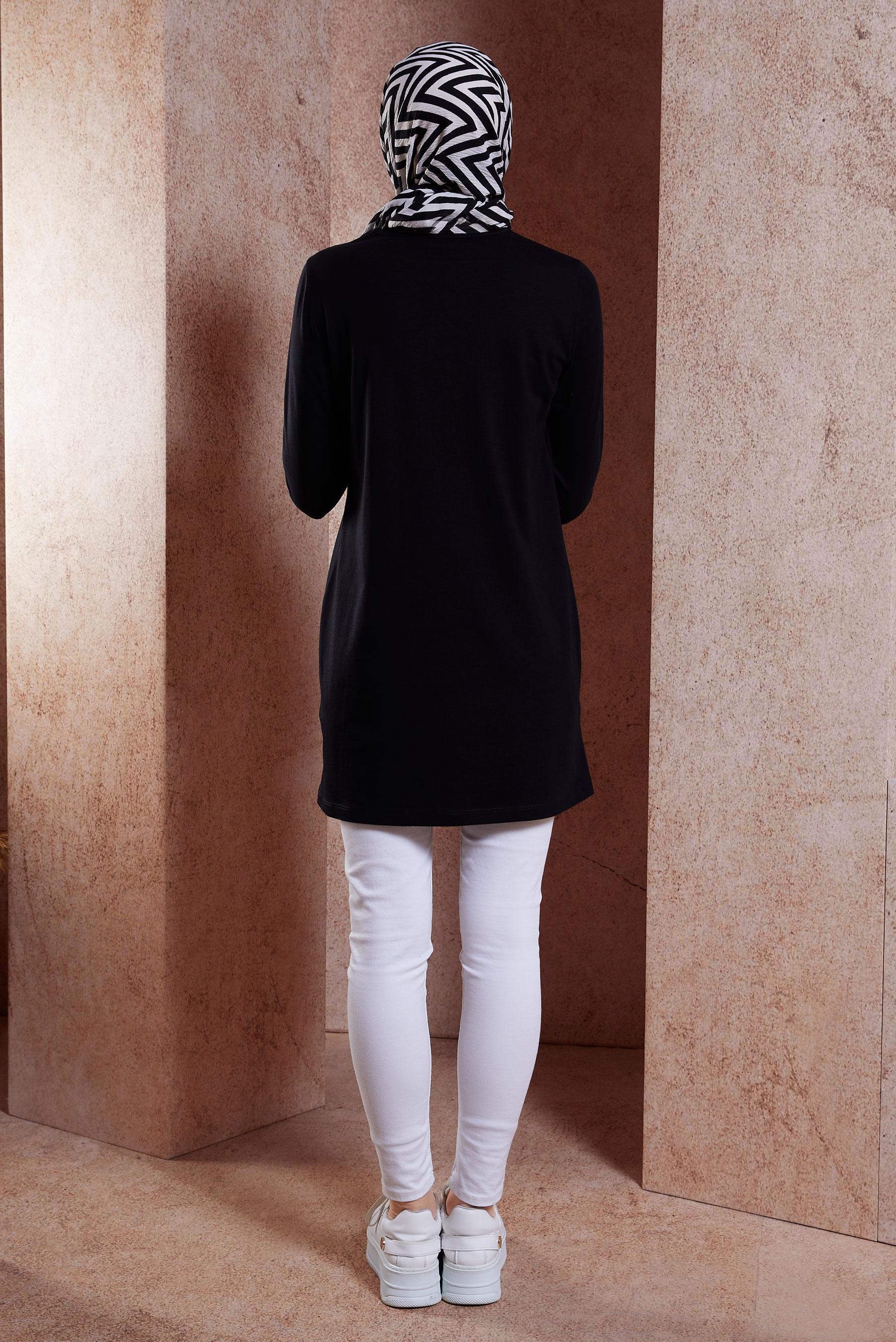 Tesettür giyim SİYAH DÜZ TESETTÜR TUNİK 44644