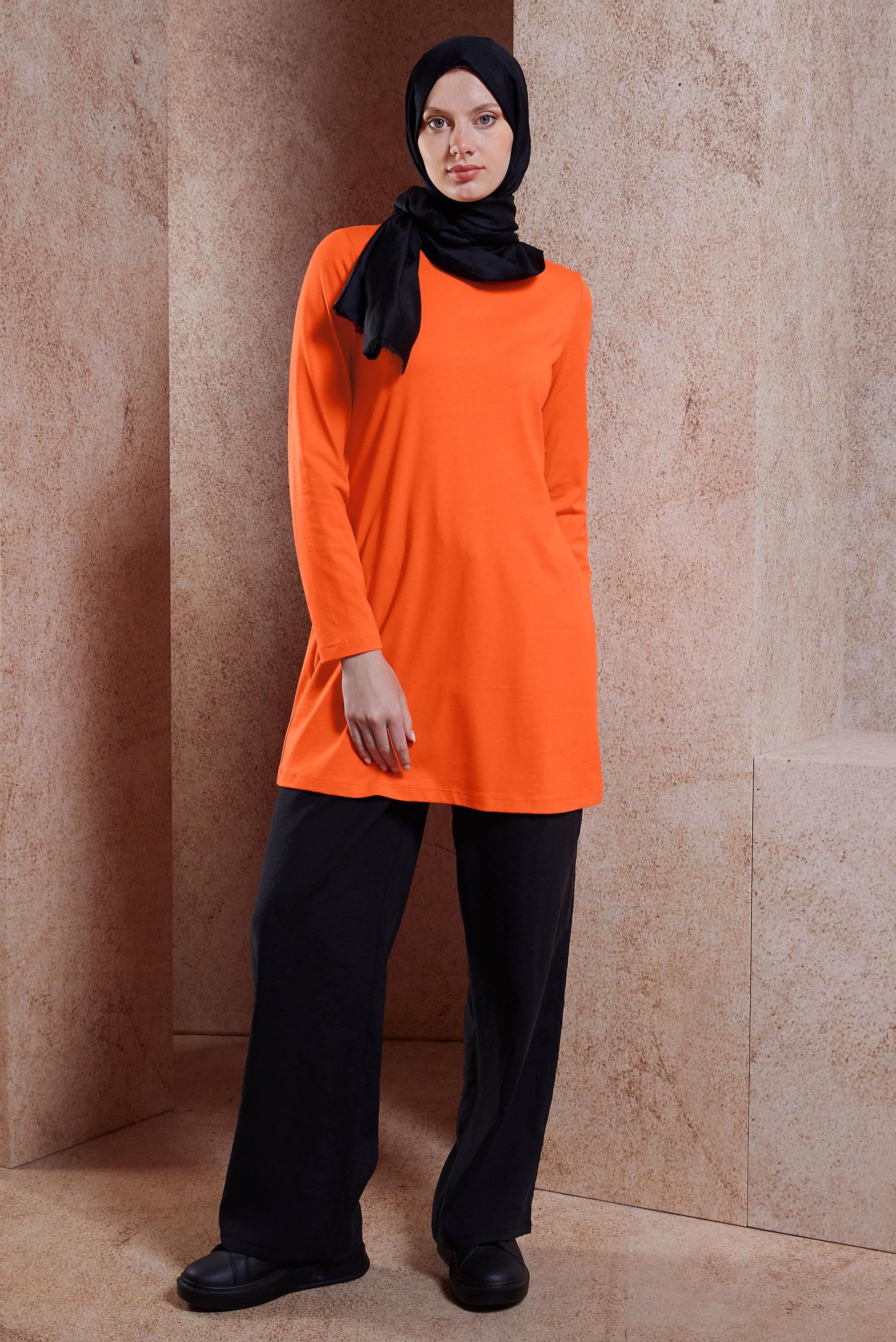 Tesettür giyim TURUNCU DÜZ TESETTÜR TUNİK 44644