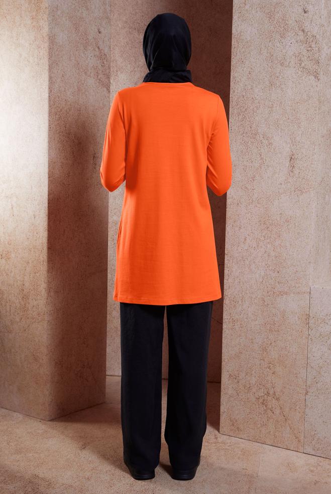 Tesettür giyim TURUNCU DÜZ TESETTÜR TUNİK 44644 - ALVİNA
