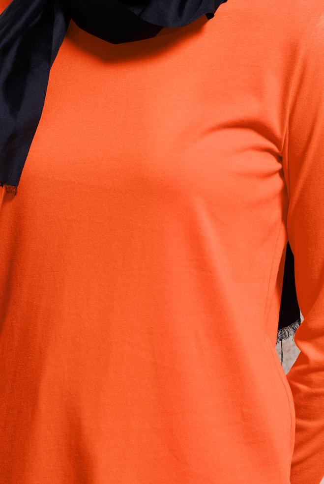 Tesettür giyim TURUNCU DÜZ TESETTÜR TUNİK 44644 - ALVİNA