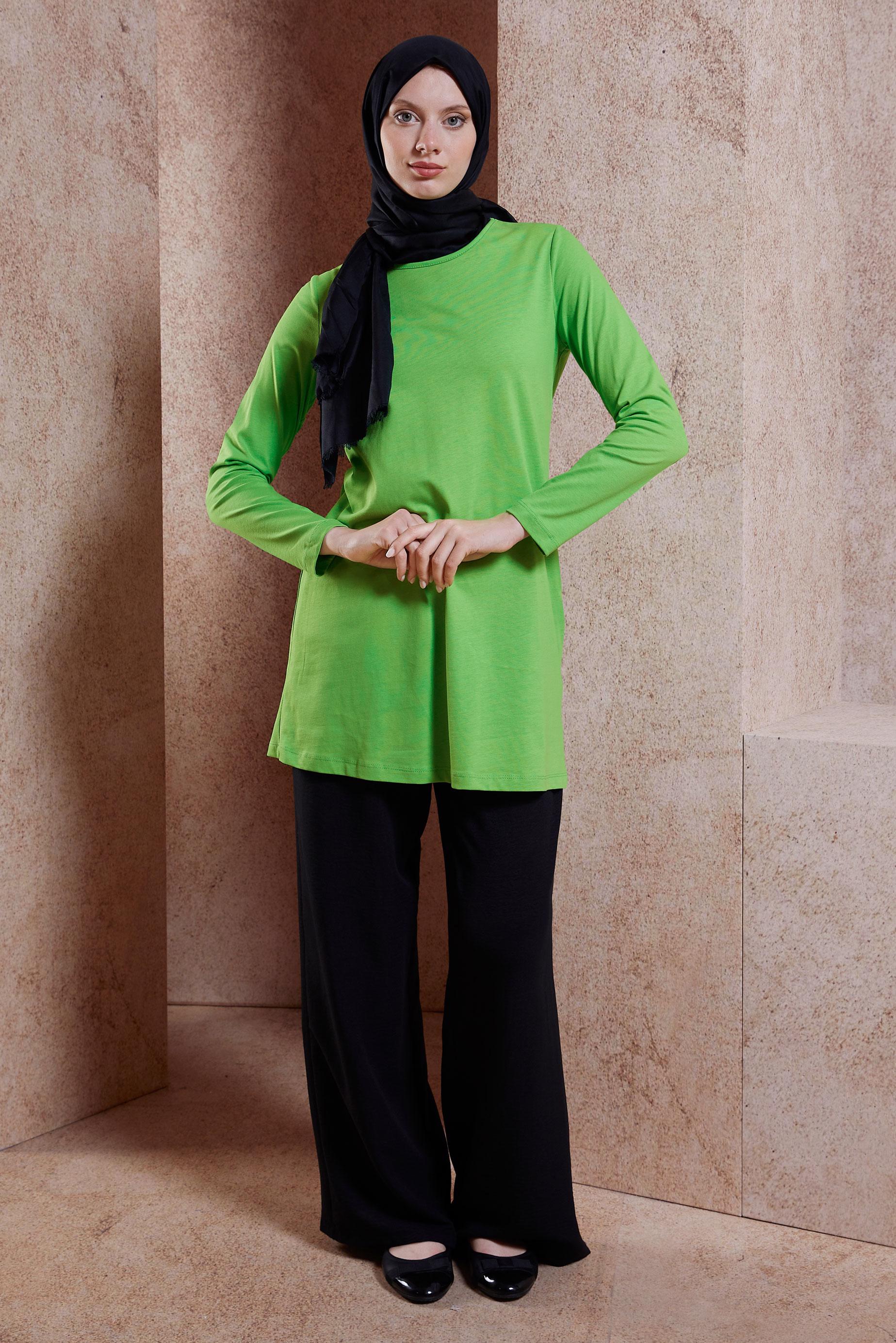 Vêtements hijab VERT TUNIQUE DROITE MODESTE 44644