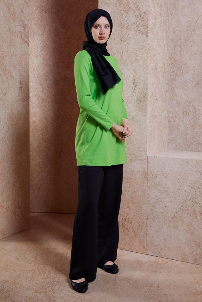 Tesettür giyim YEŞİL DÜZ TESETTÜR TUNİK 44644 - ALVİNA