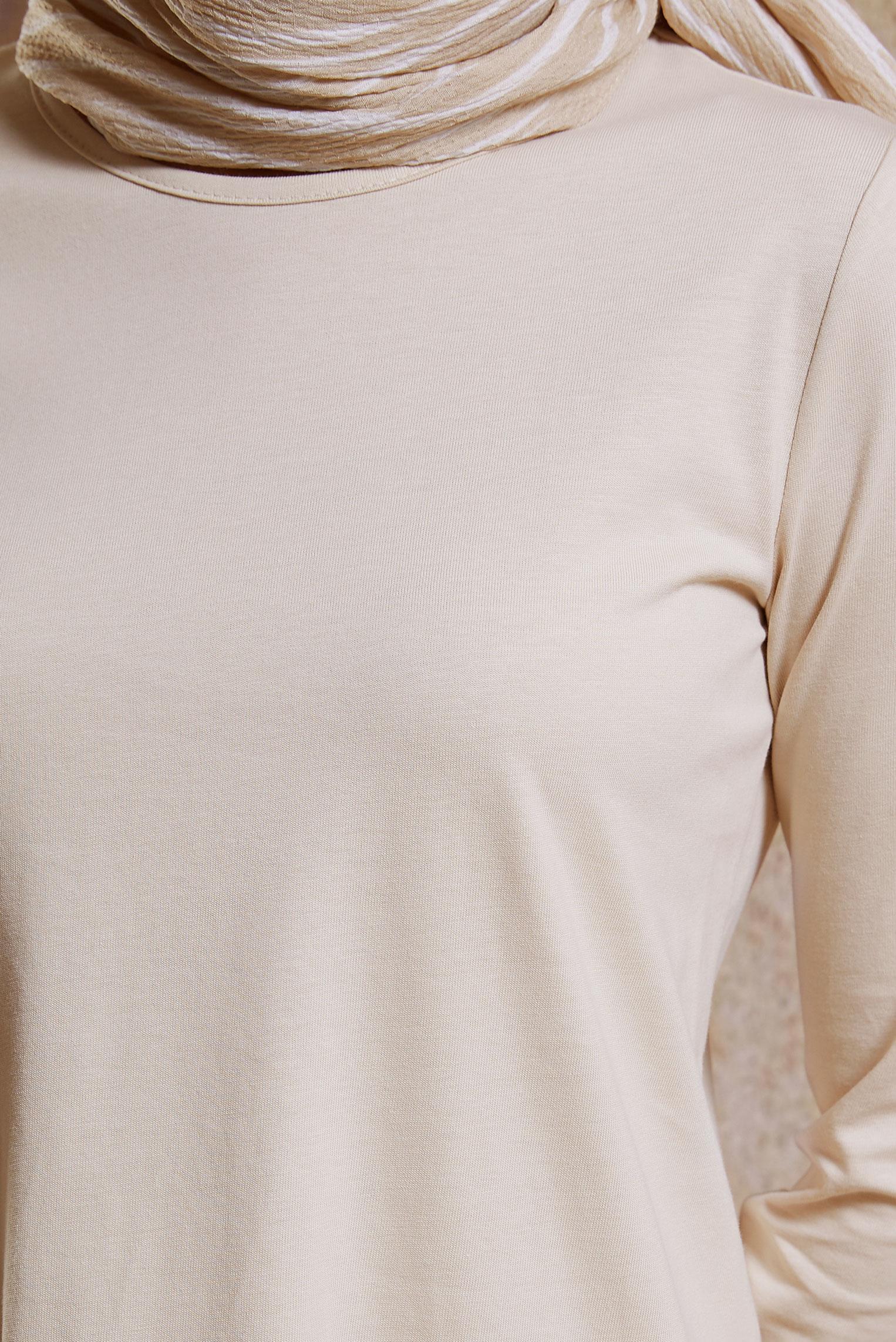 Tesettür giyim BEJ DÜZ TESETTÜR TUNİK 44644