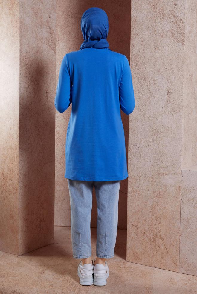 Tesettür giyim MAVİ DÜZ TESETTÜR TUNİK 44644 - ALVİNA