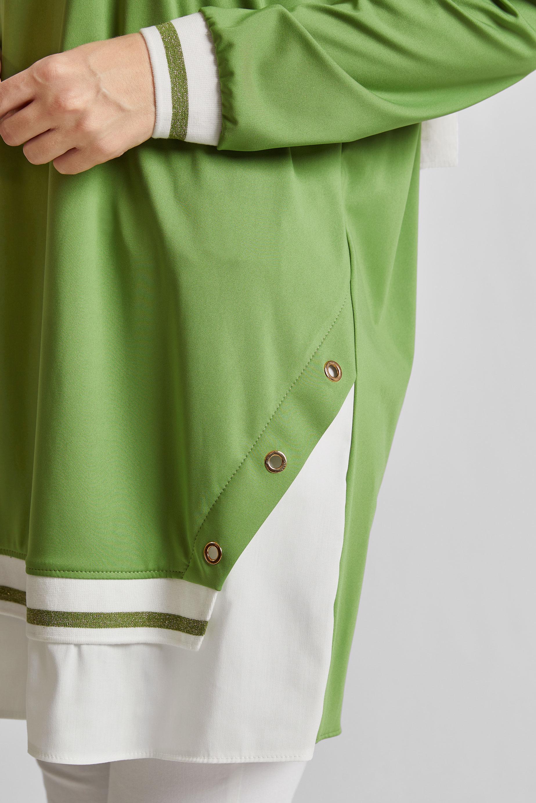 Tesettür giyim YEŞİL GARNİLİ TESETTÜR TUNİK 44645