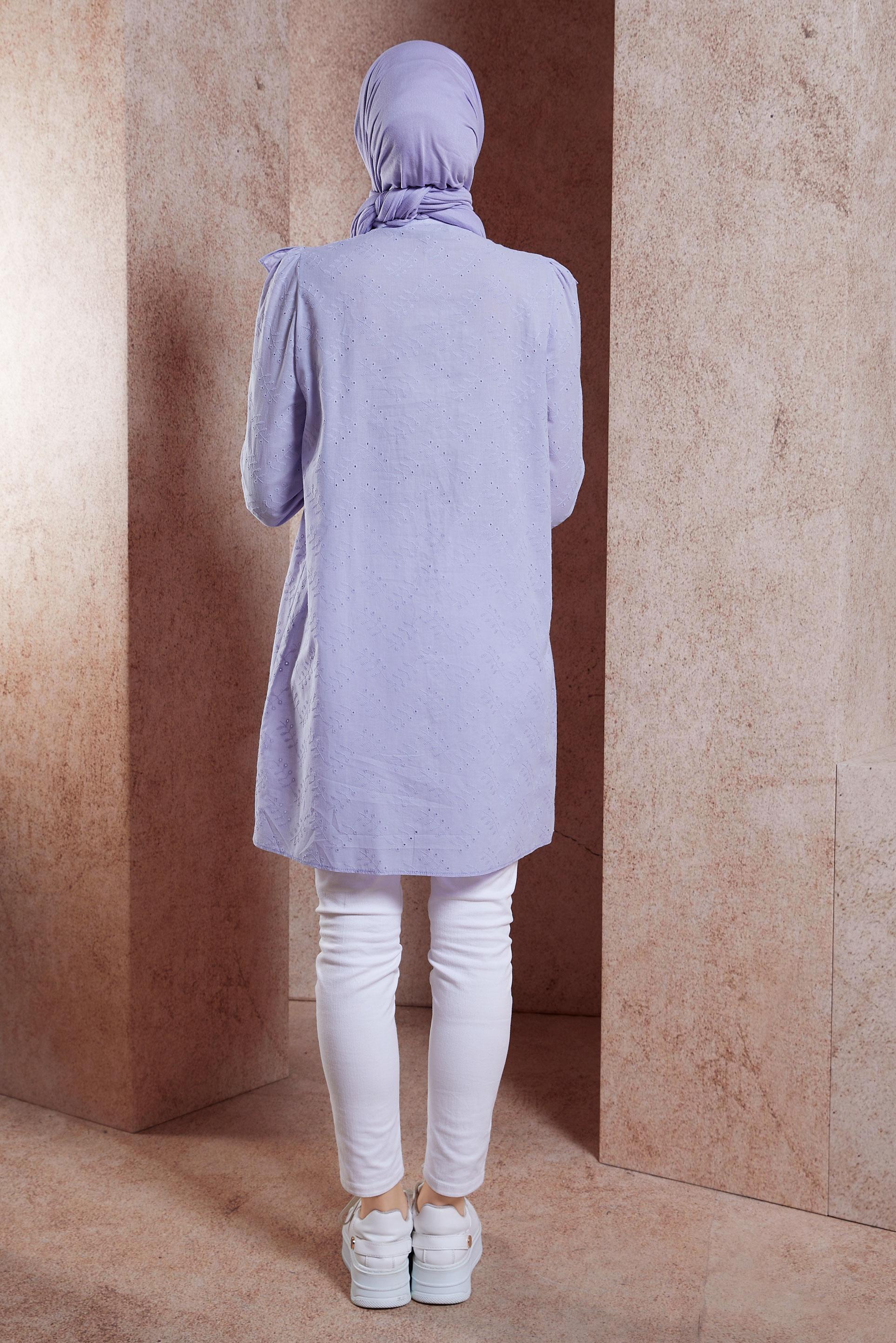 Vêtements hijab POURPRE TUNIQUE MODESTE DÉTAILLÉE À VOLANTS 44649