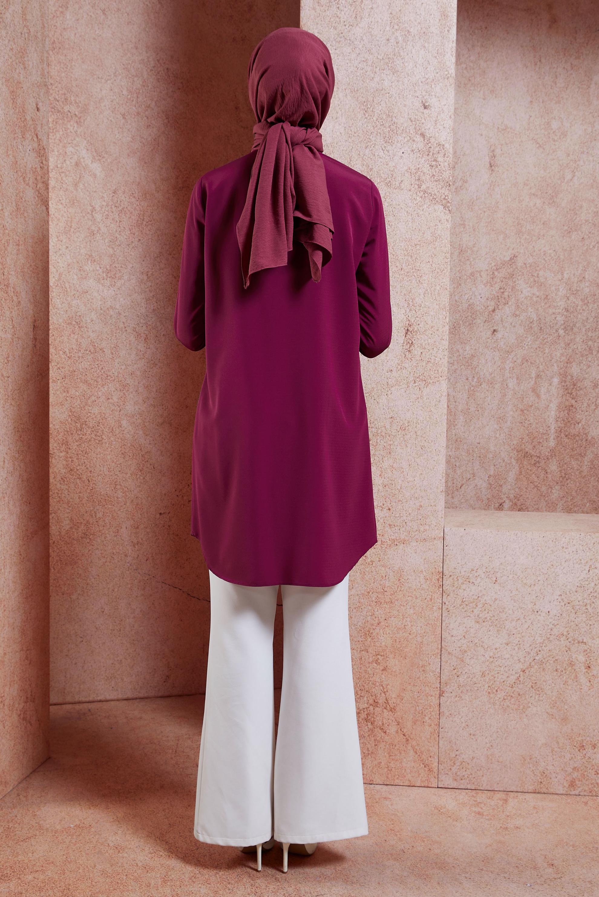 Tesettür giyim MÜRDÜM ZİNCİR DETAYLI TESETTÜR TUNİK 44656