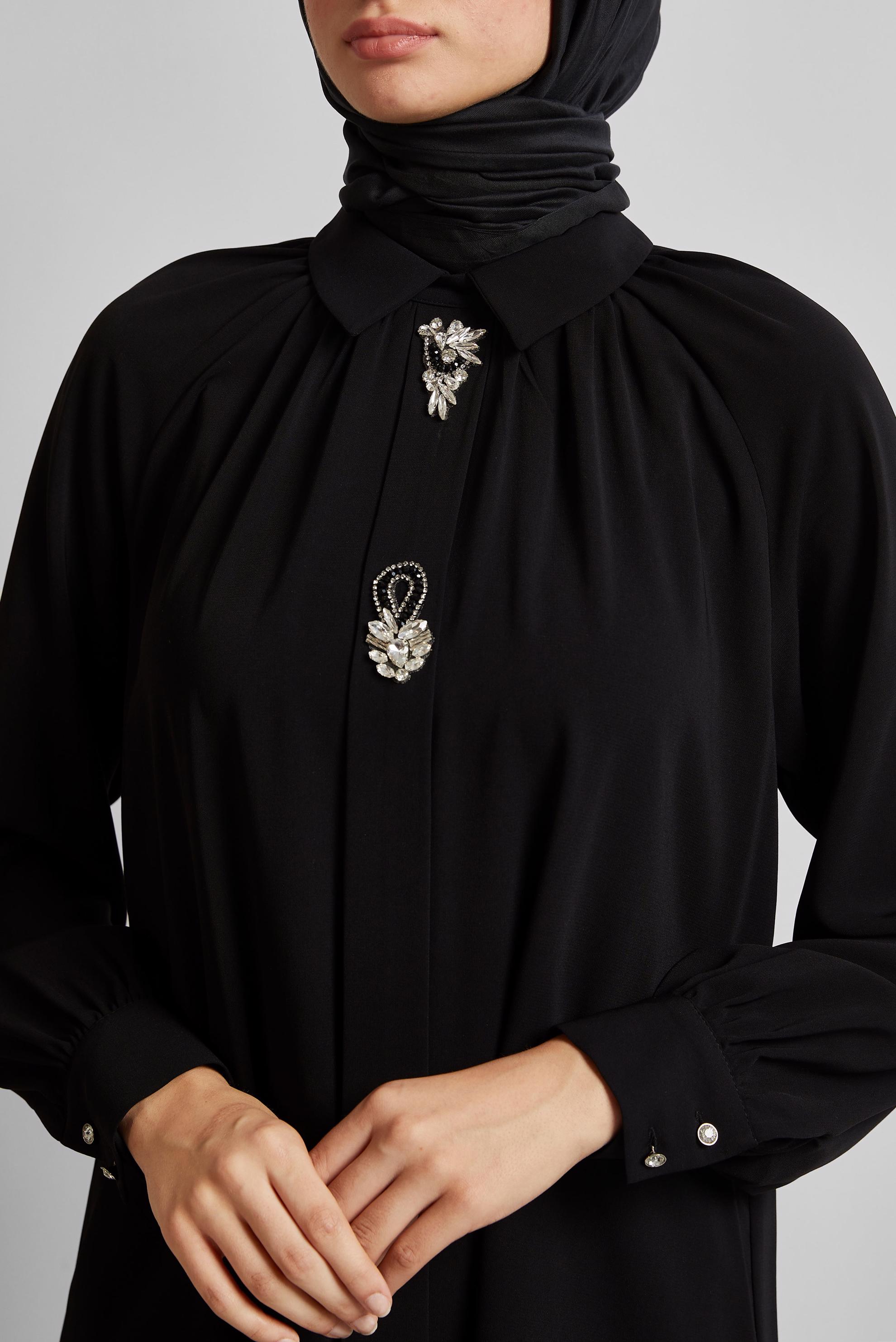 Tesettür giyim SİYAH TAŞ DETAYLI TUNİK 44663