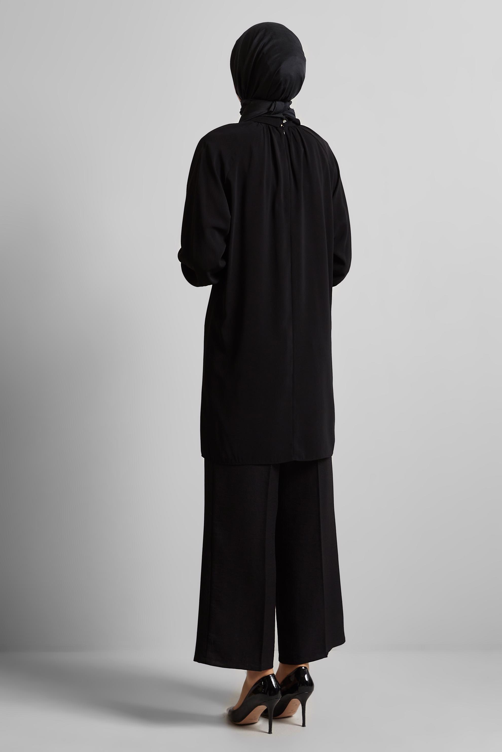 Tesettür giyim SİYAH TAŞ DETAYLI TUNİK 44663