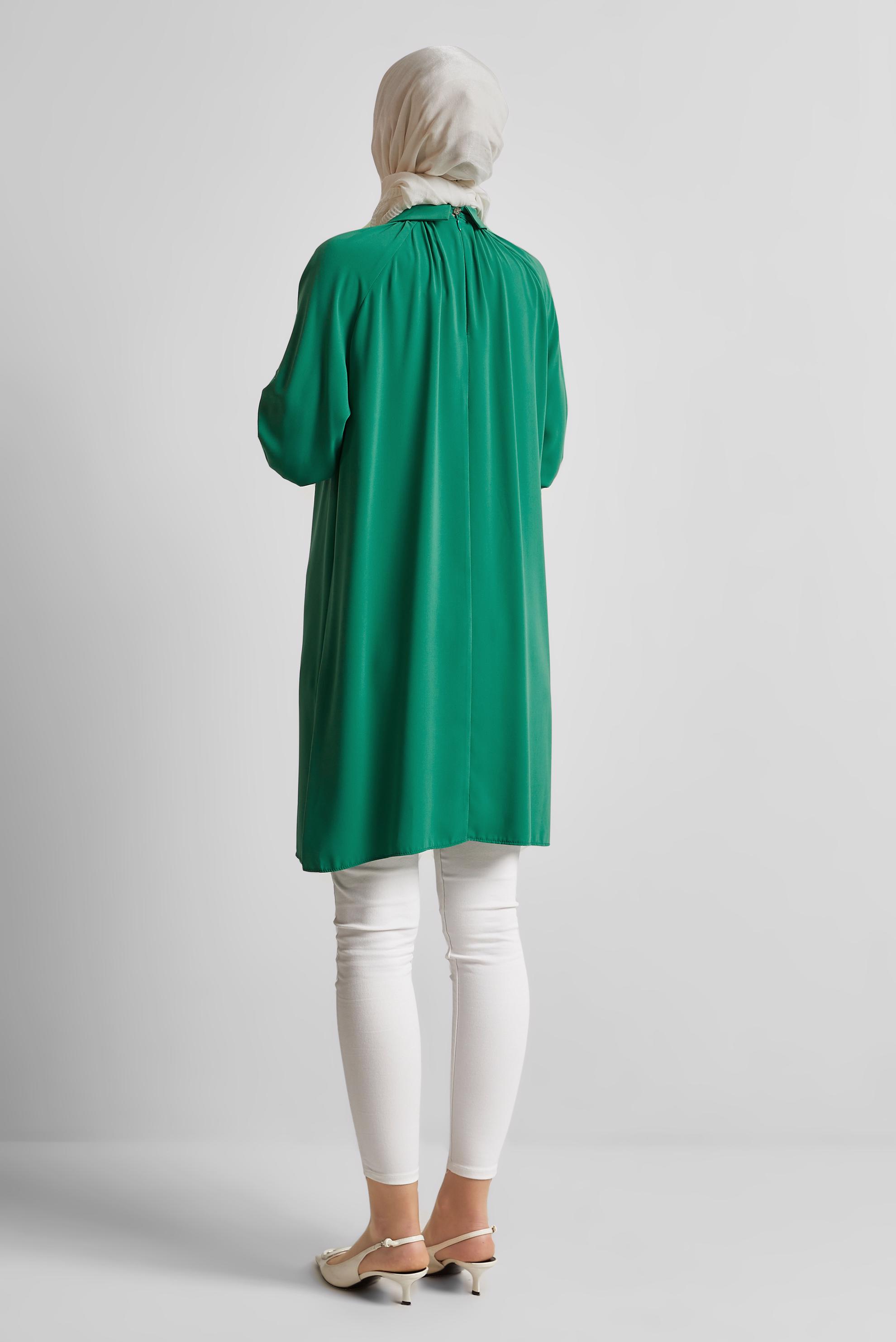 Tesettür giyim YEŞİL TAŞ DETAYLI TUNİK 44663