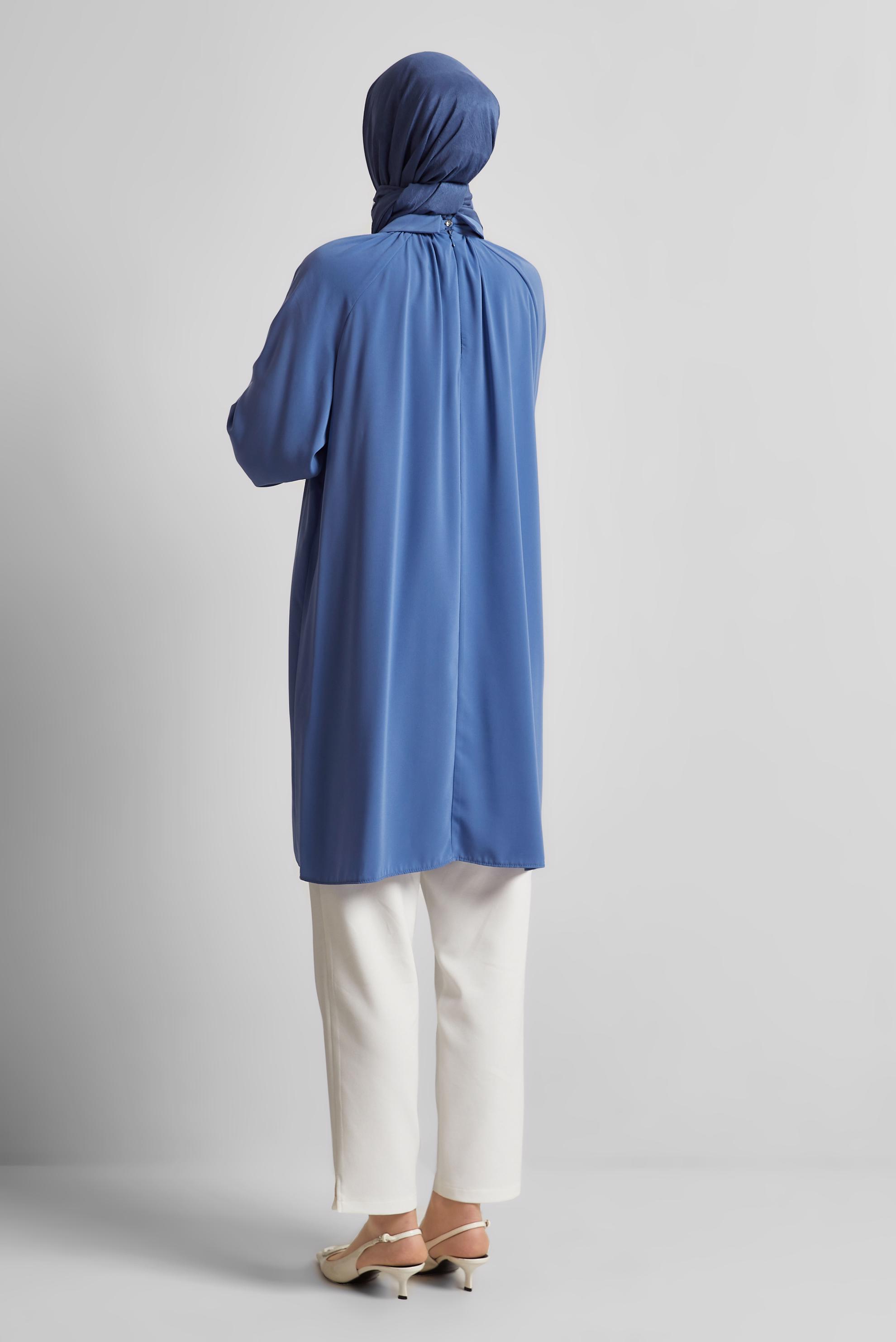 Tesettür giyim MAVİ TAŞ DETAYLI TUNİK 44663