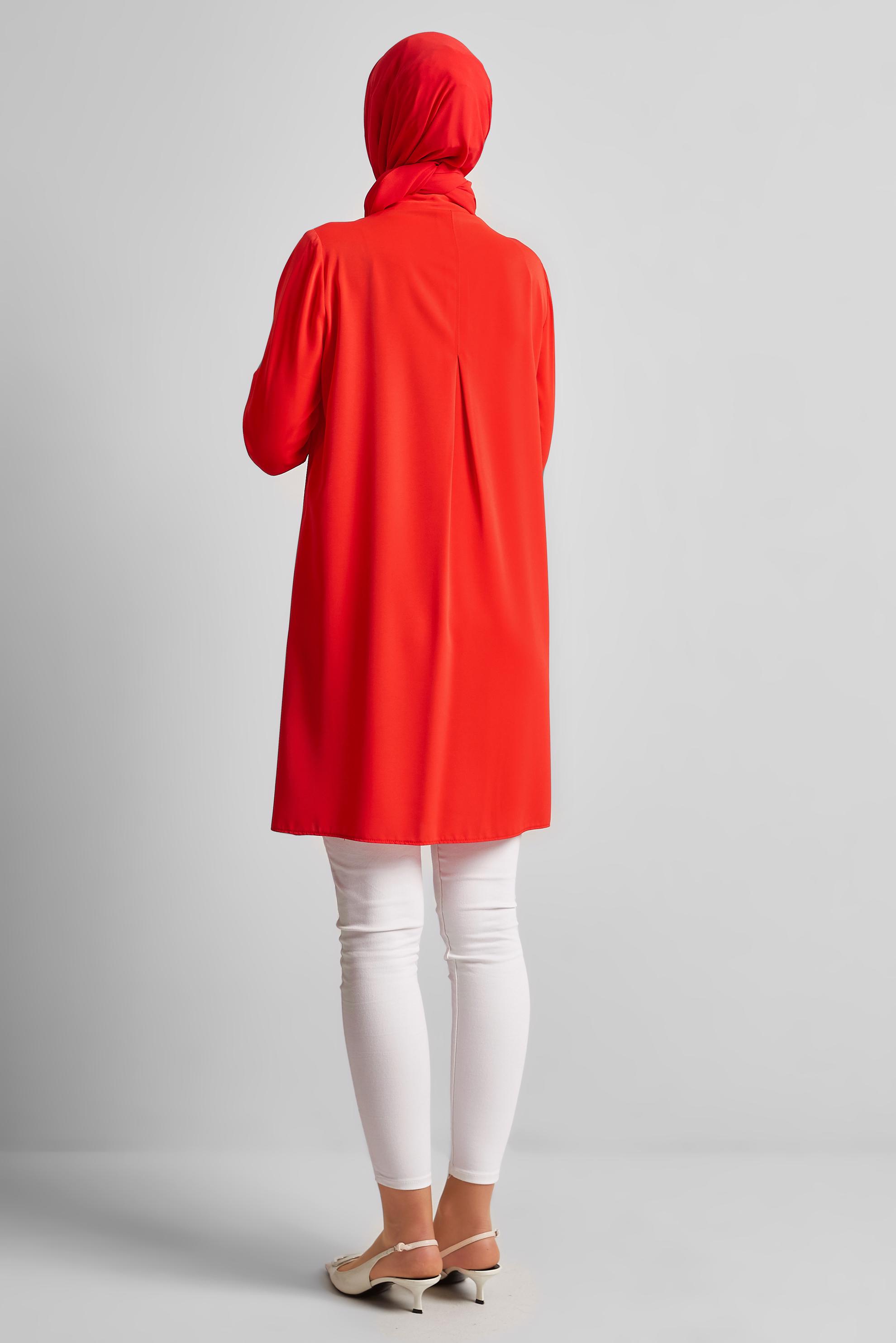 Tesettür giyim MERCAN TAŞ DETAYLI TESETTÜR TUNİK 44667