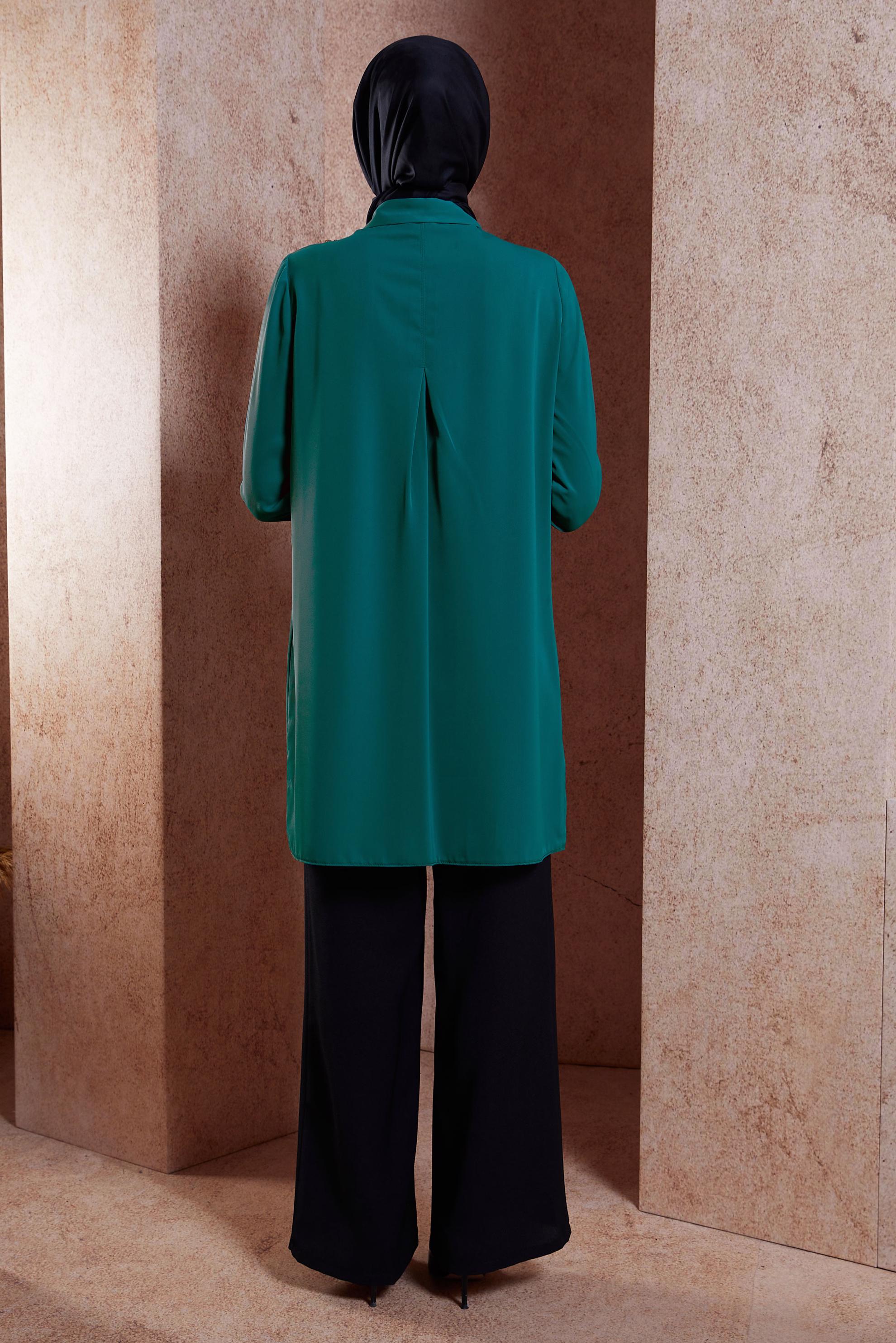 Tesettür giyim MAVİ TAŞ DETAYLI TESETTÜR TUNİK 44667