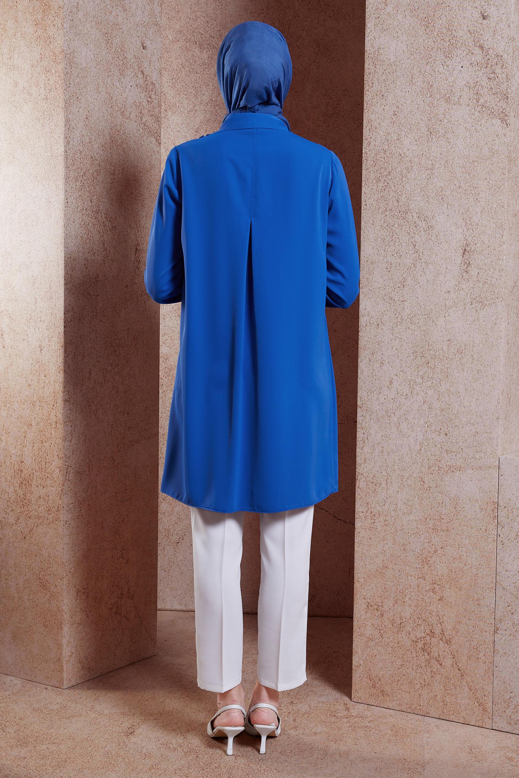 Tesettür giyim LACİVERT TAŞ DETAYLI TESETTÜR TUNİK 44667