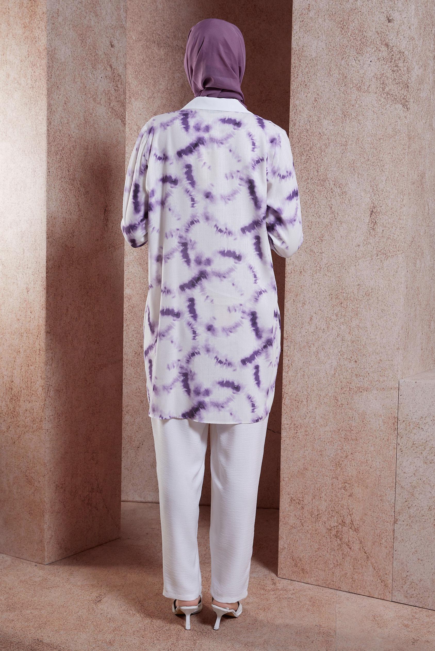 Tesettür giyim MOR BATİK DESENLİ TESETTÜR TUNİK 44672