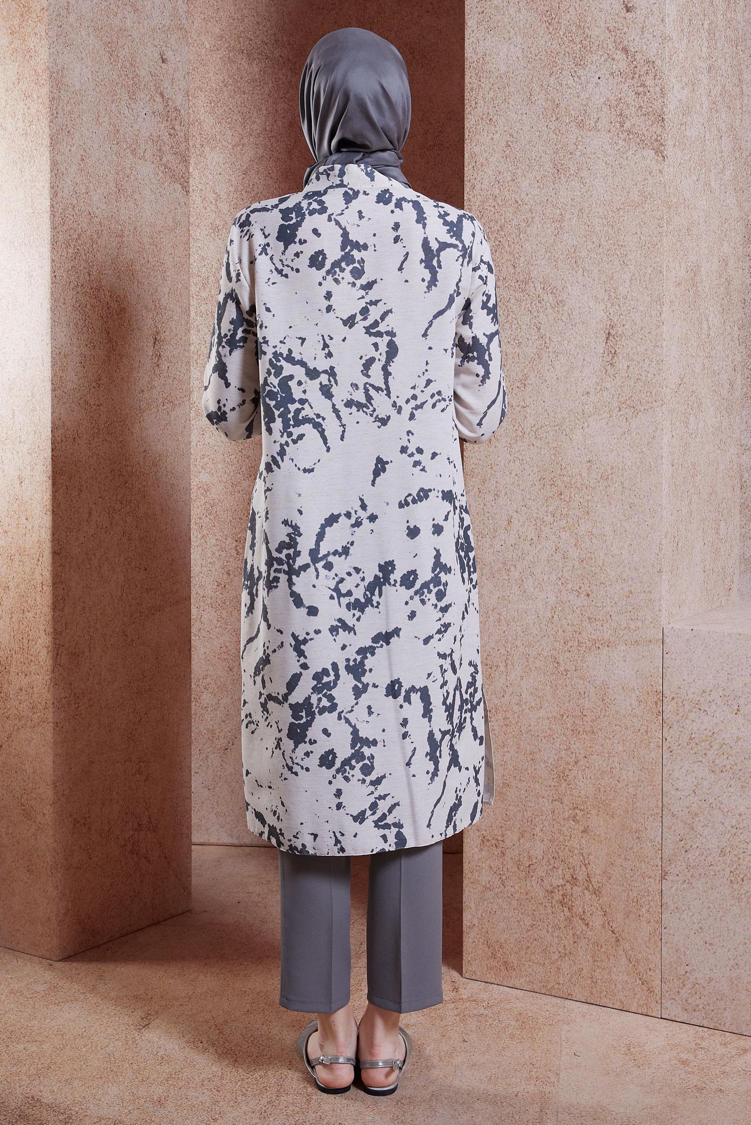 Tesettür giyim SİYAH KETEN DOKULU TESETTÜR TUNİK 44673