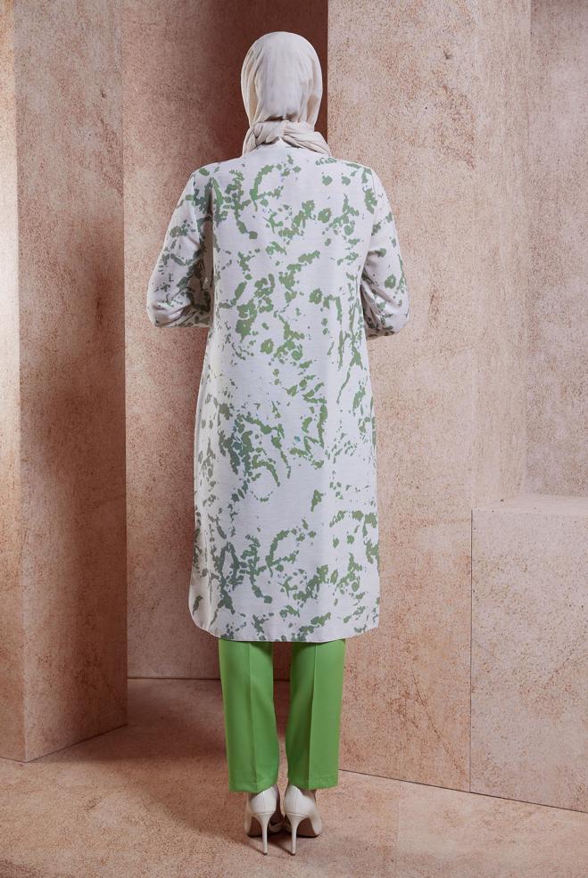 Vêtements hijab KAKI TUNIQUE MODESTE TEXTURÉE EN LIN 44673 - ALVİNA