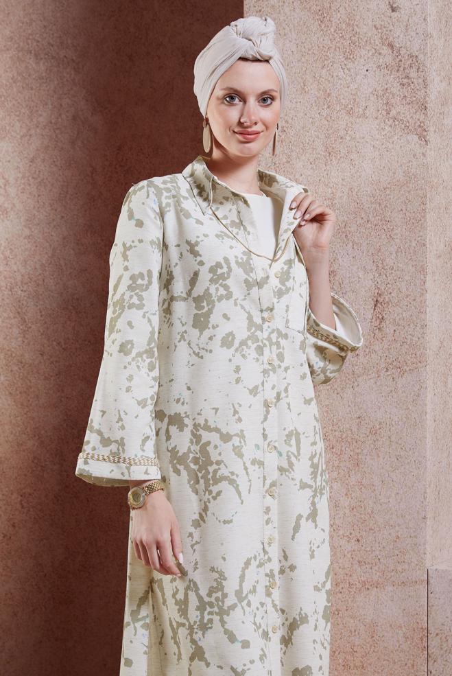 Vêtements hijab VISON TUNIQUE MODESTE TEXTURÉE EN LIN 44673 - ALVİNA