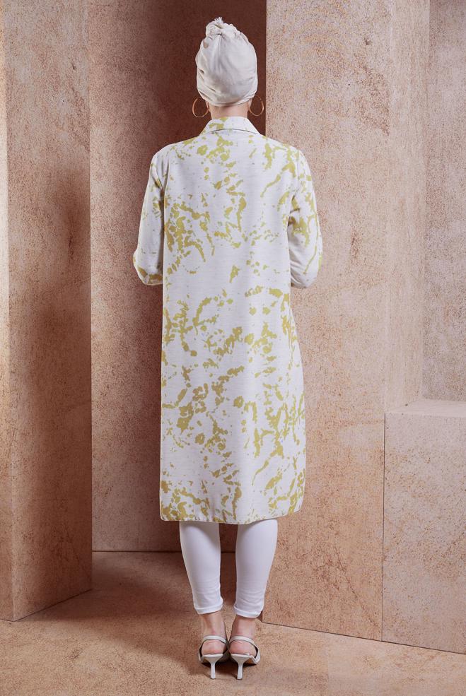 Vêtements hijab VERT TUNIQUE MODESTE TEXTURÉE EN LIN 44673 - ALVİNA