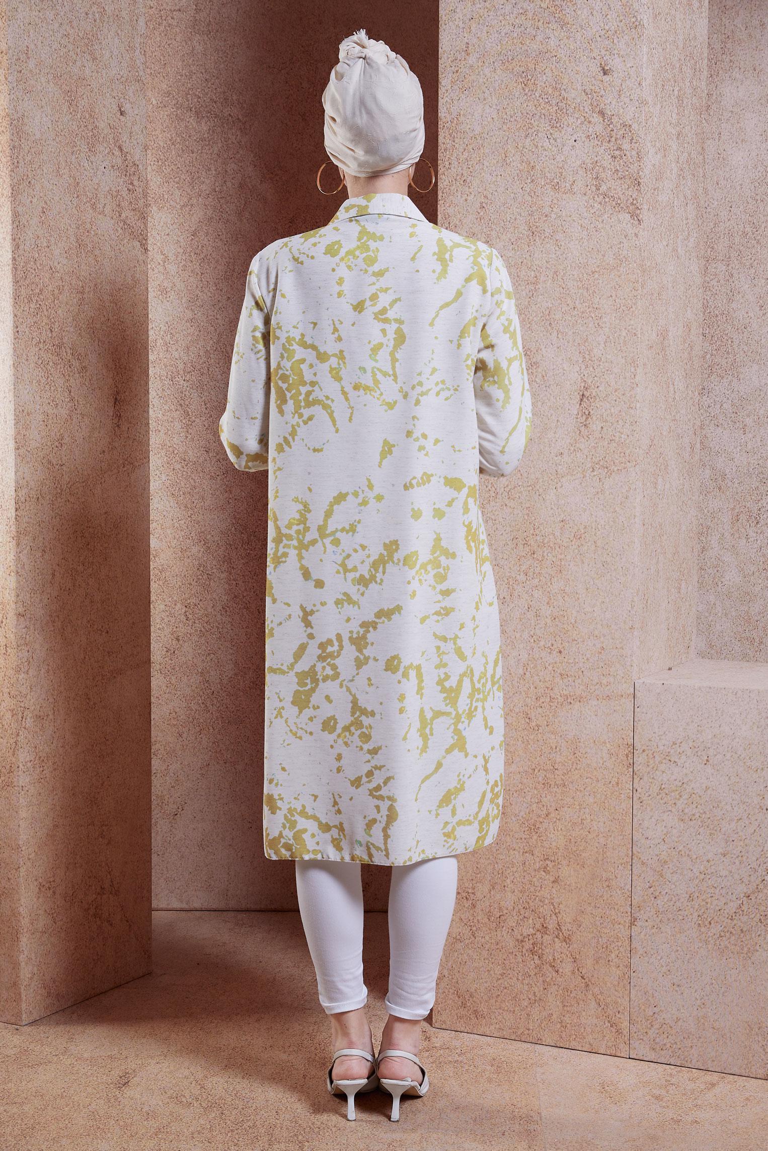 Vêtements hijab VERT TUNIQUE MODESTE TEXTURÉE EN LIN 44673