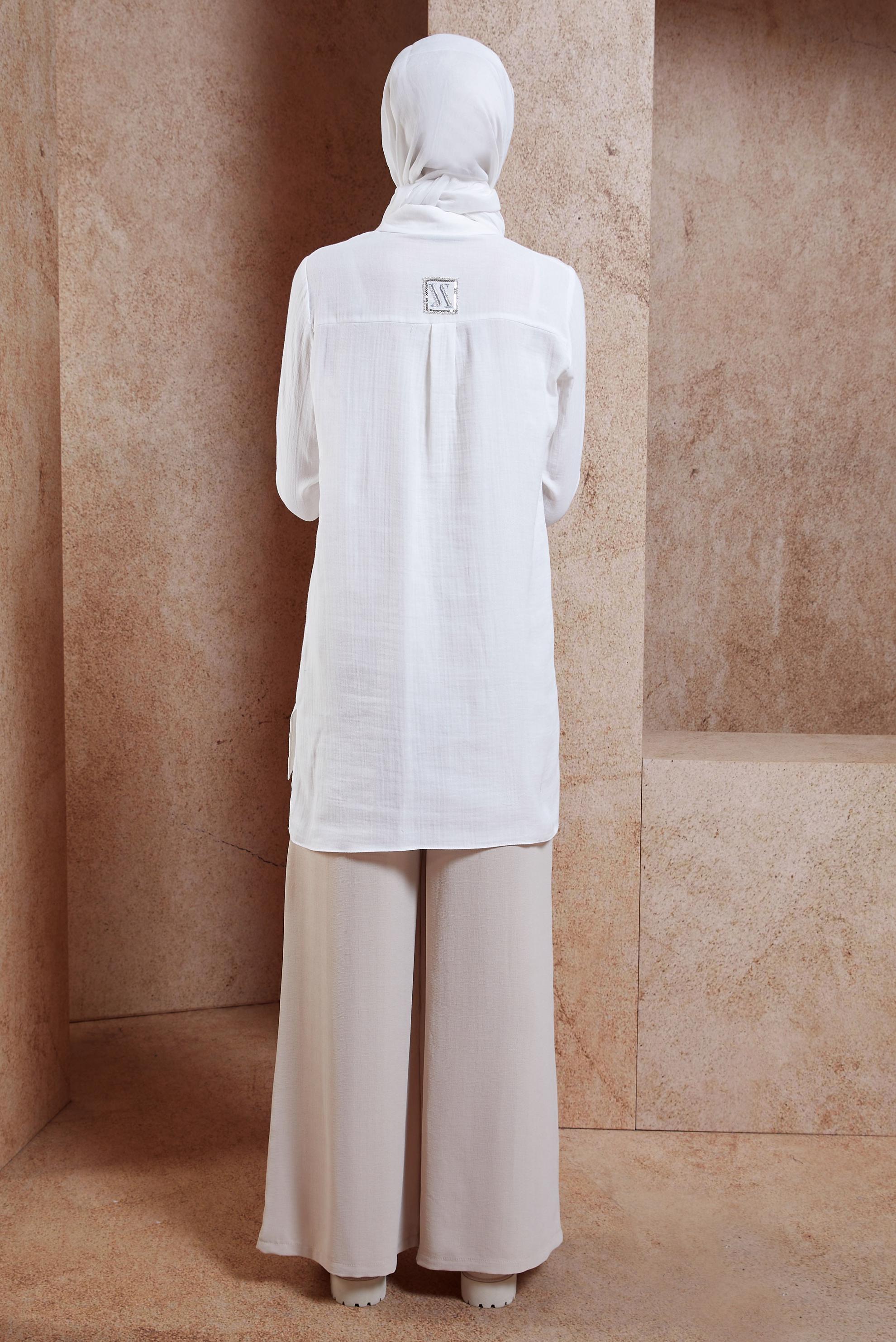 Hijab clothing WHITE COTTON MUSLIN SHIRT TUNIC 44680