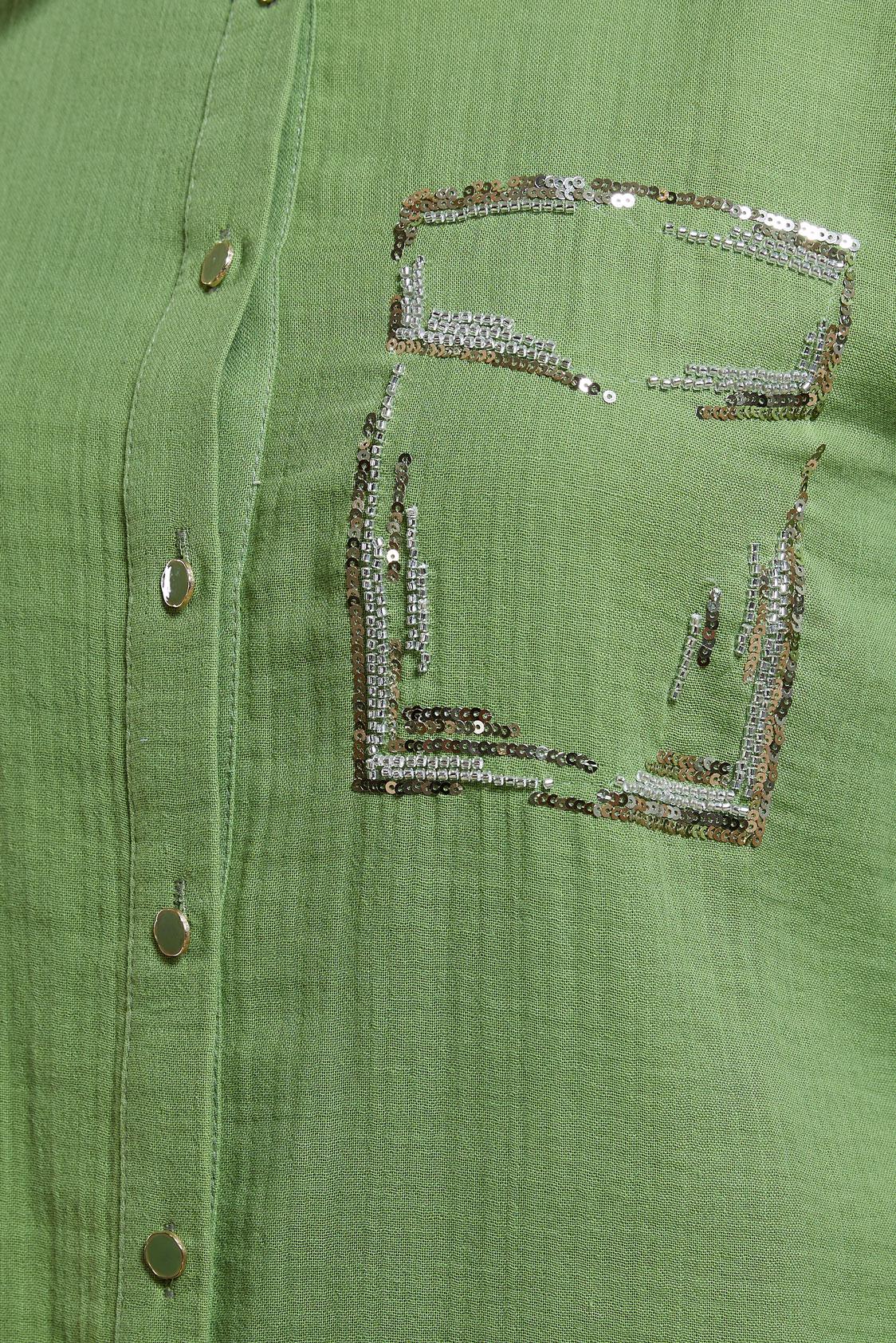 Tesettür giyim YEŞİL PAMUKLU MÜSLİN GÖMLEK TUNİK 44680