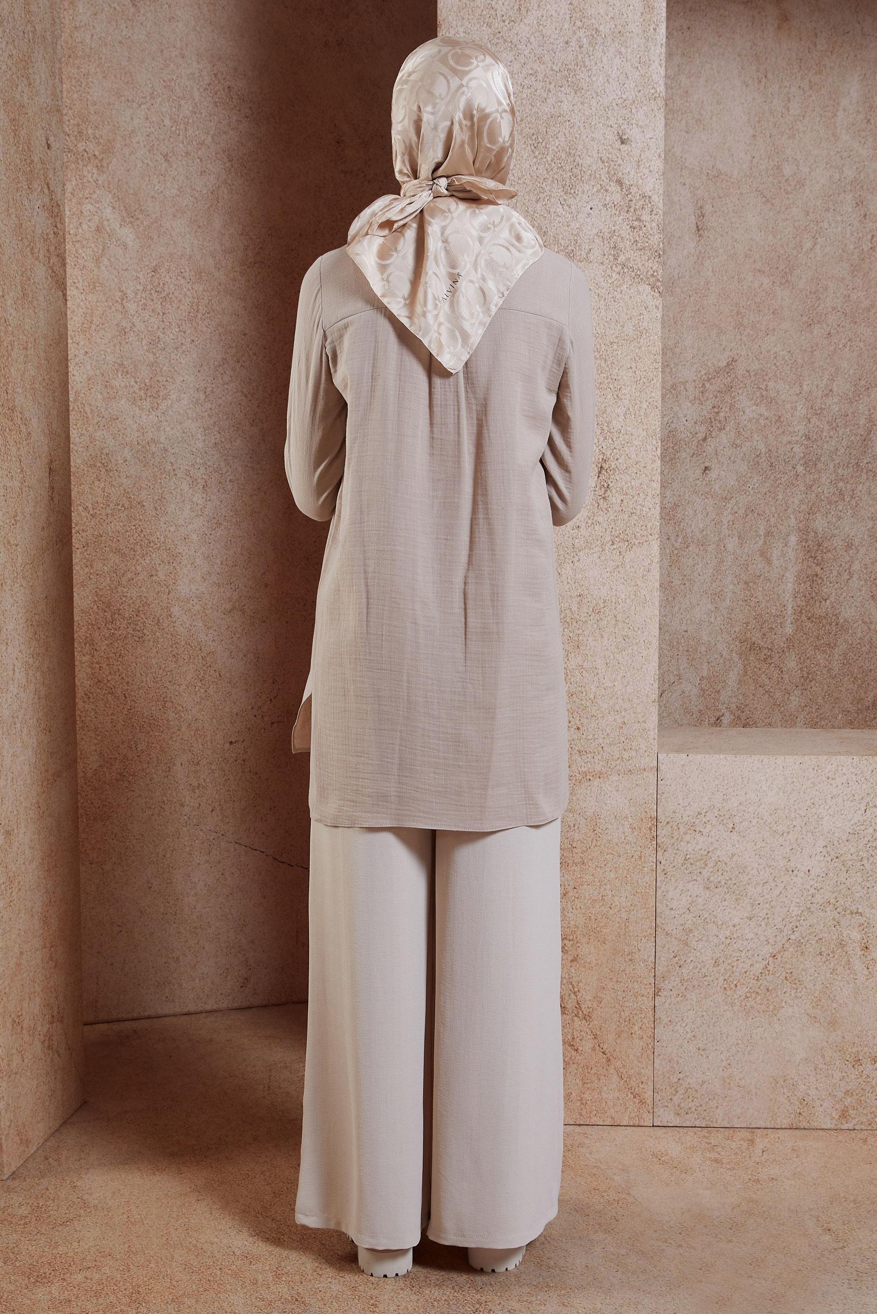 Hijab clothing BEIGE COTTON MUSLIN SHIRT TUNIC 44680