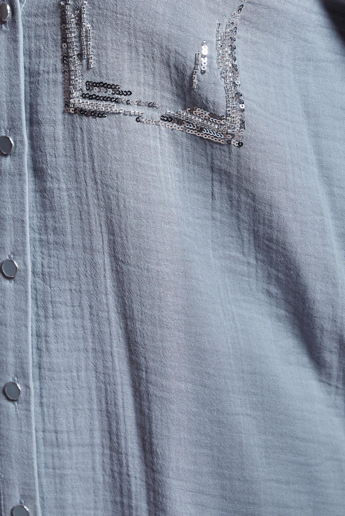 Tesettür giyim GRİ PAMUKLU MÜSLİN GÖMLEK TUNİK 44680