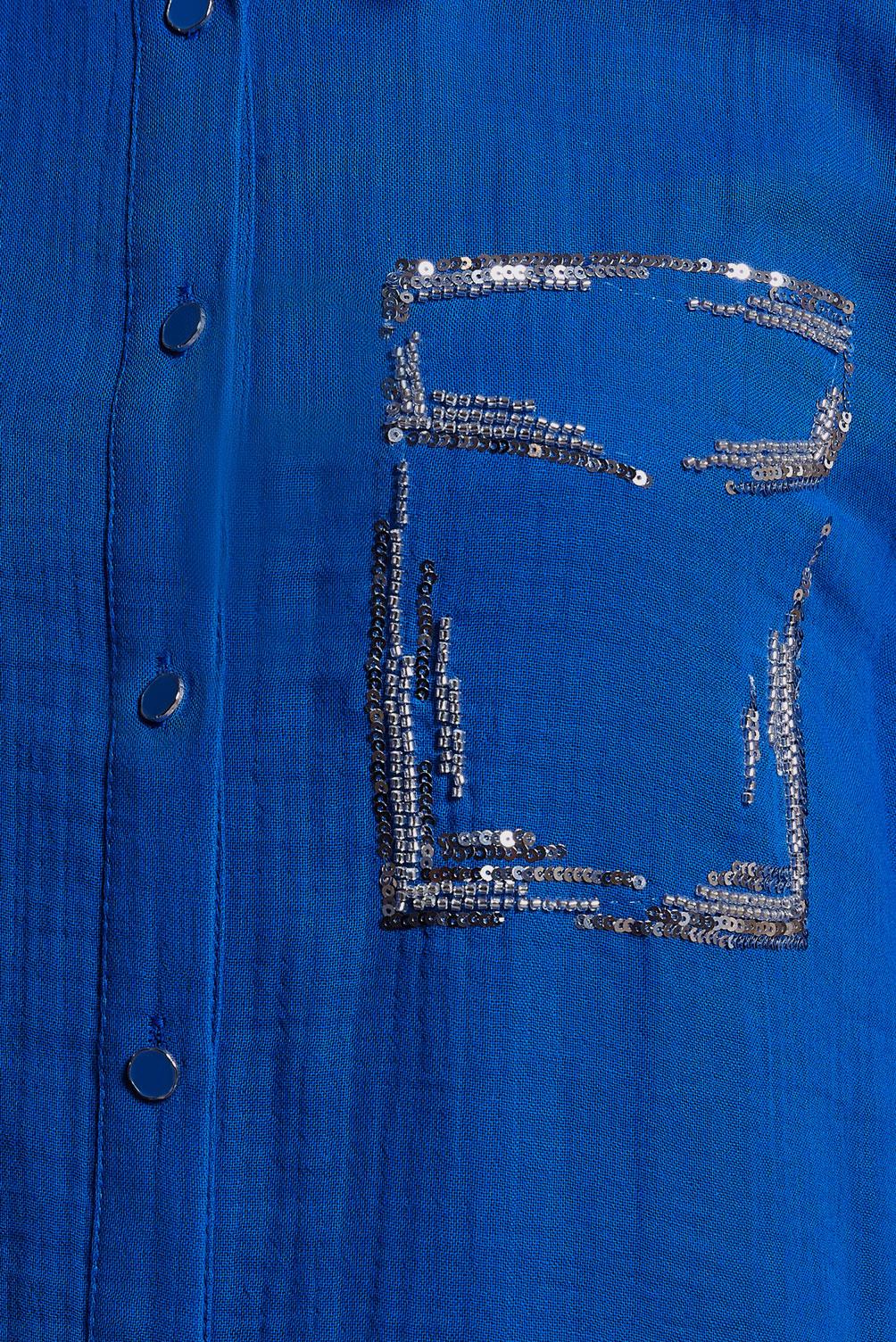 Hijab clothing NAVY BLUE COTTON MUSLIN SHIRT TUNIC 44680