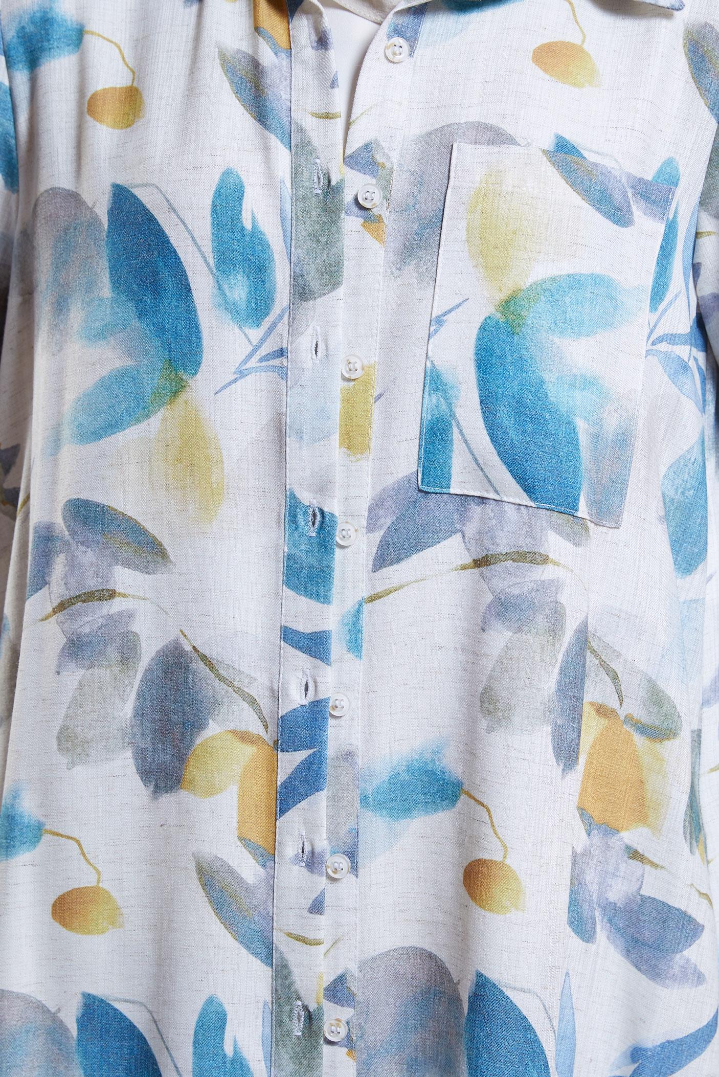 Hijab clothing BLUE PATTERNED LINEN TEXTURED TUNIC 44770