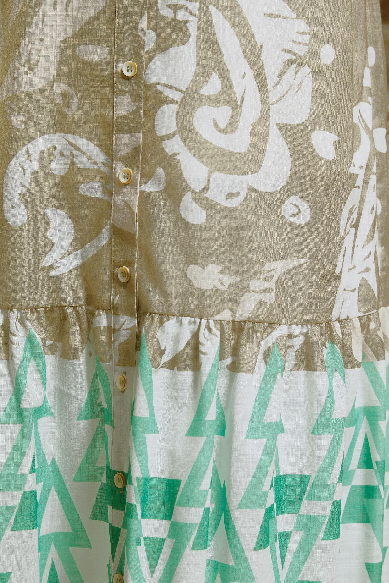 Tesettür giyim KAHVE DESENLİ KETEN DOKULU TUNİK 44771