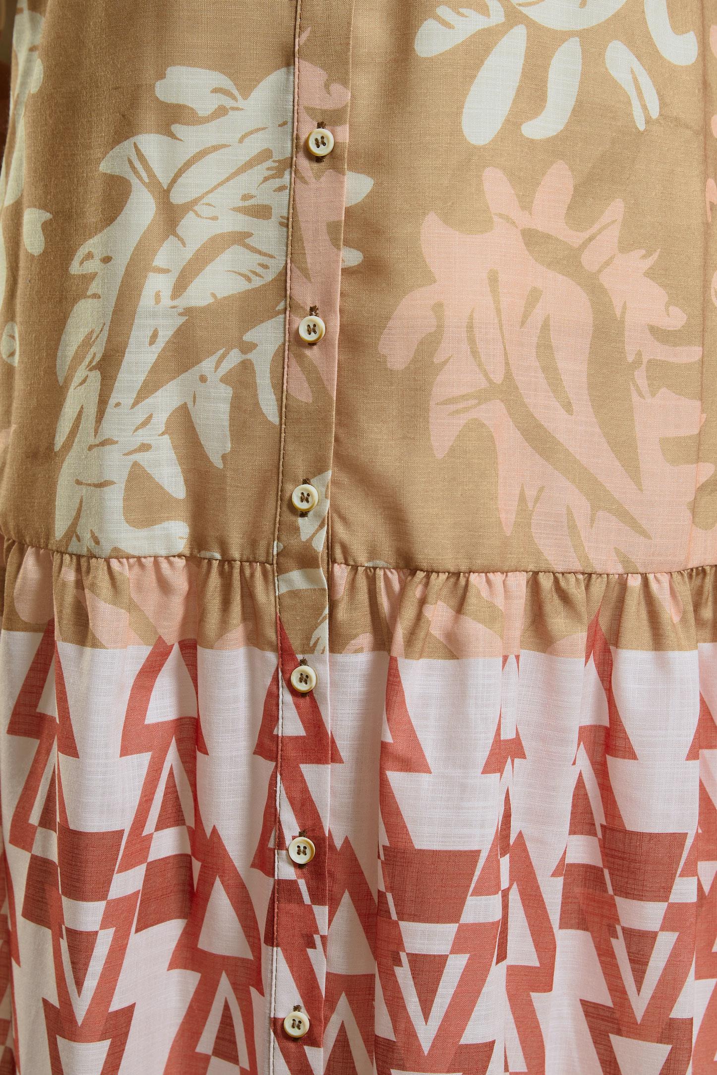 Tesettür giyim TABA DESENLİ KETEN DOKULU TUNİK 44771