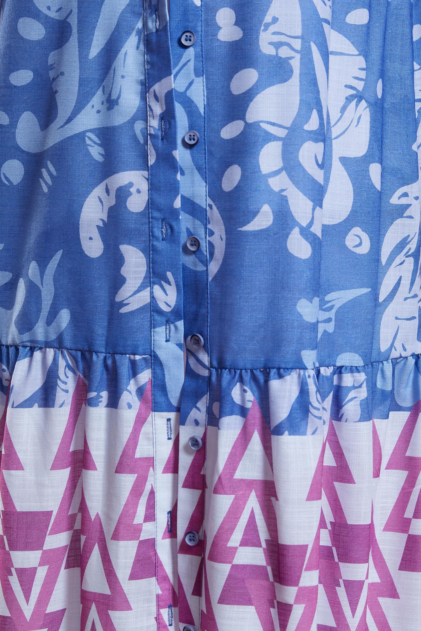 Tesettür giyim LACİVERT DESENLİ KETEN DOKULU TUNİK 44771