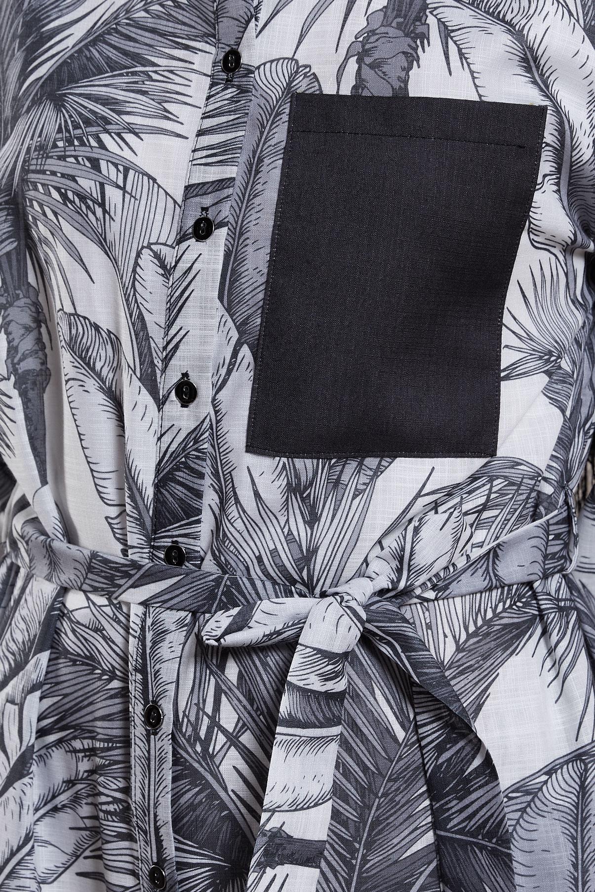 Tesettür giyim SİYAH DESENLİ KETEN EFEKTLİ TUNİK 44772