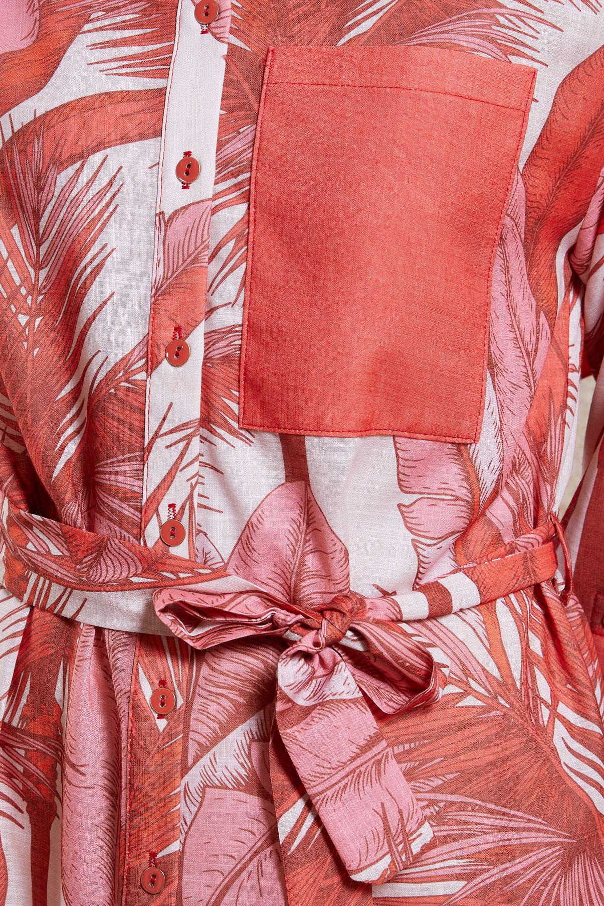 Vêtements hijab ROUGE TUNIQUE EFFET LIN À MOTIFS 44772