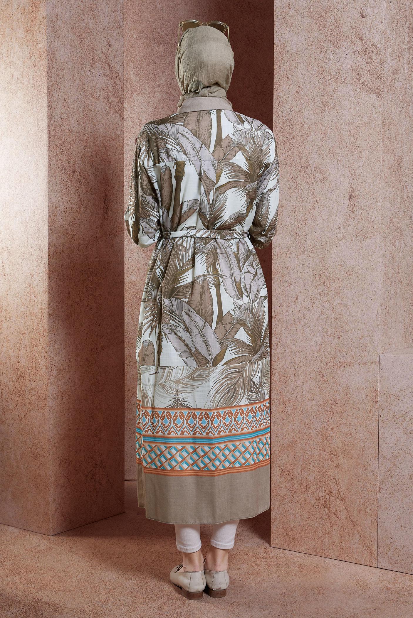 Vêtements hijab VISON TUNIQUE EFFET LIN À MOTIFS 44772