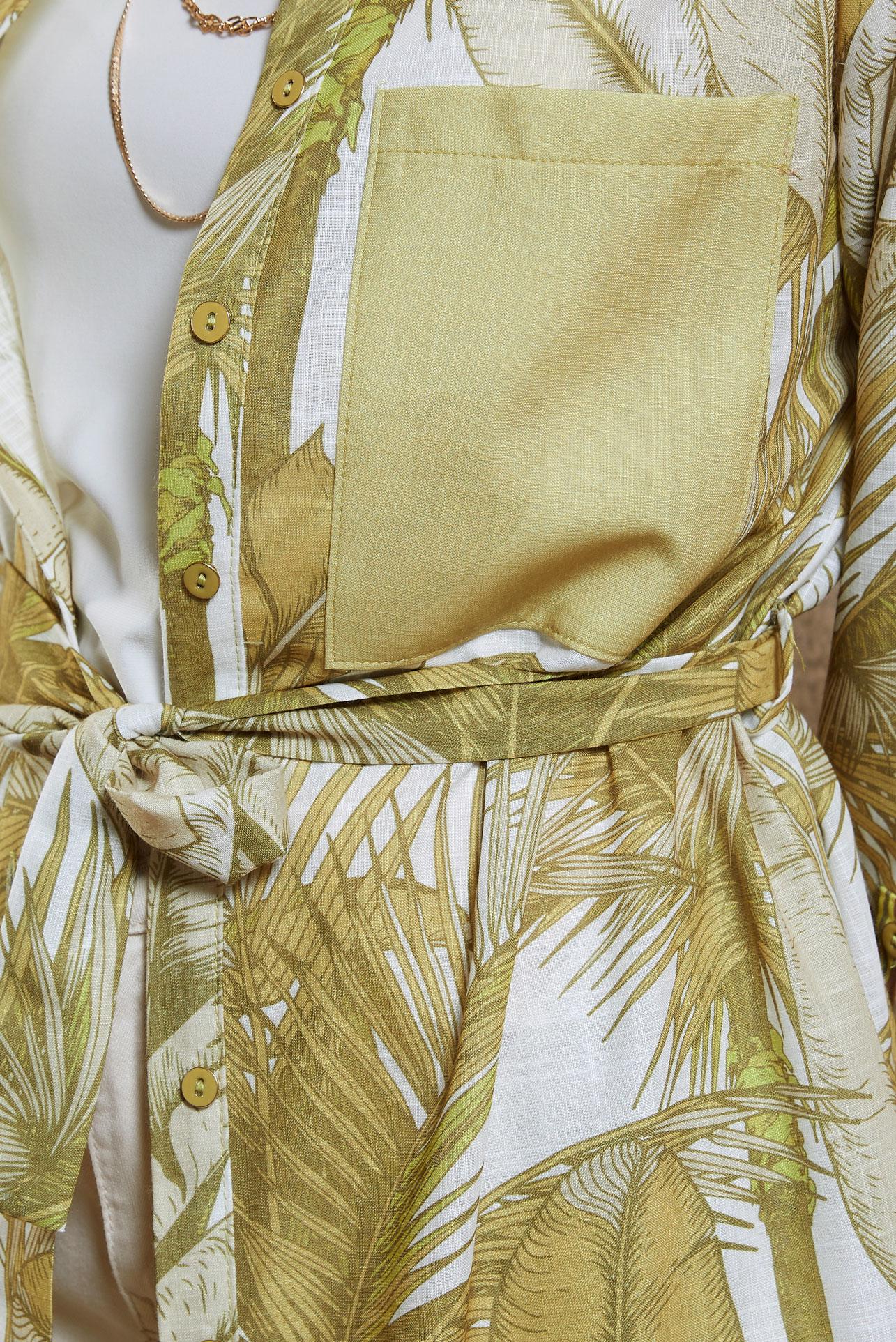 Vêtements hijab VERT TUNIQUE EFFET LIN À MOTIFS 44772