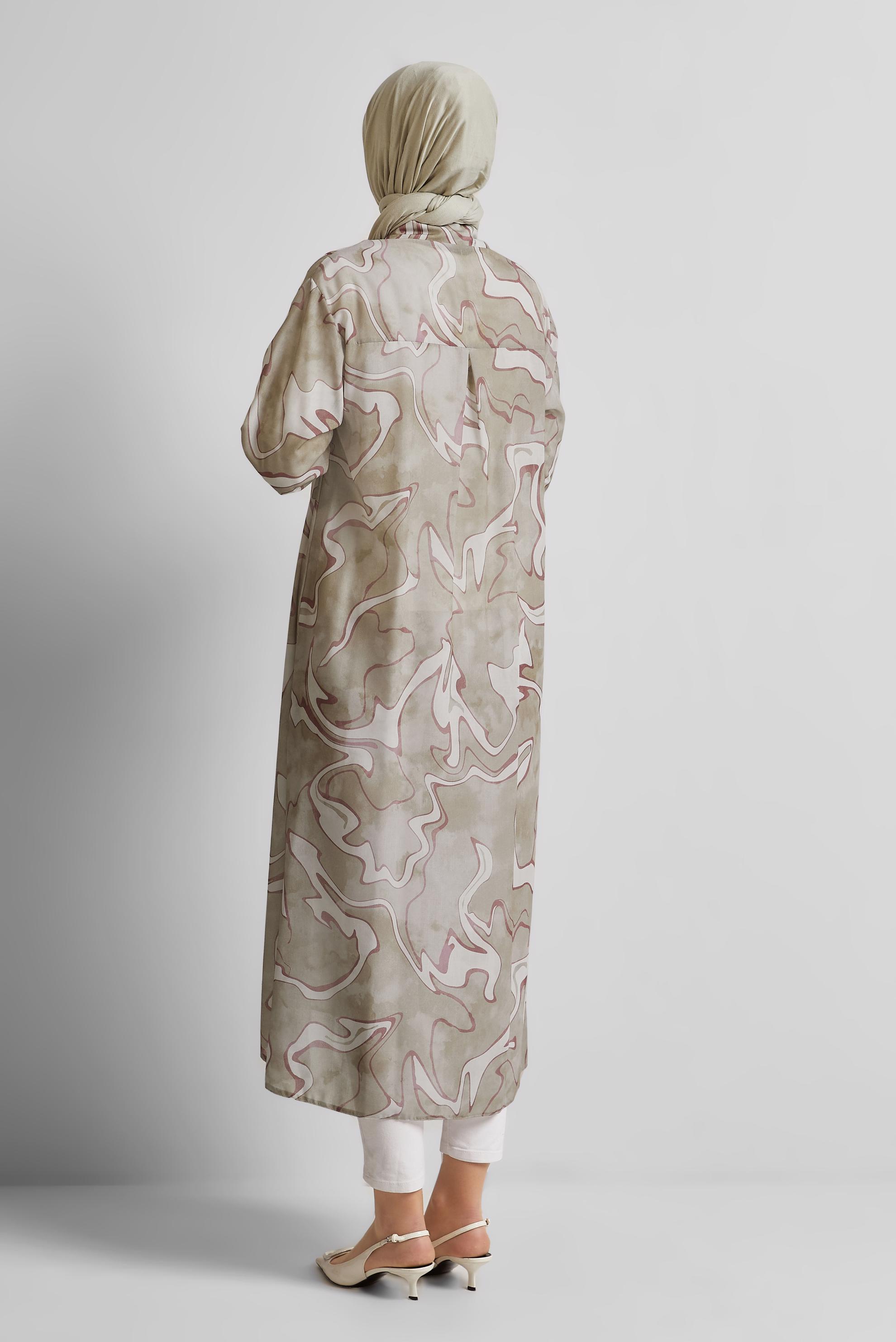 Tesettür giyim VİZON DESENLİ TESETTÜR TUNİK 44786