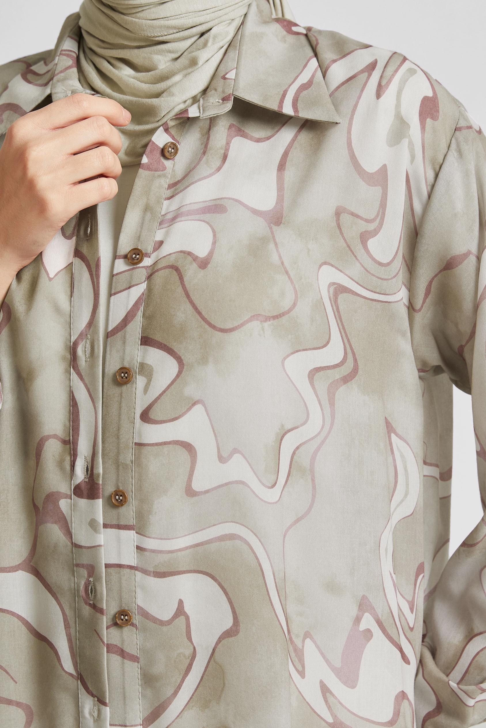 Tesettür giyim VİZON DESENLİ TESETTÜR TUNİK 44786