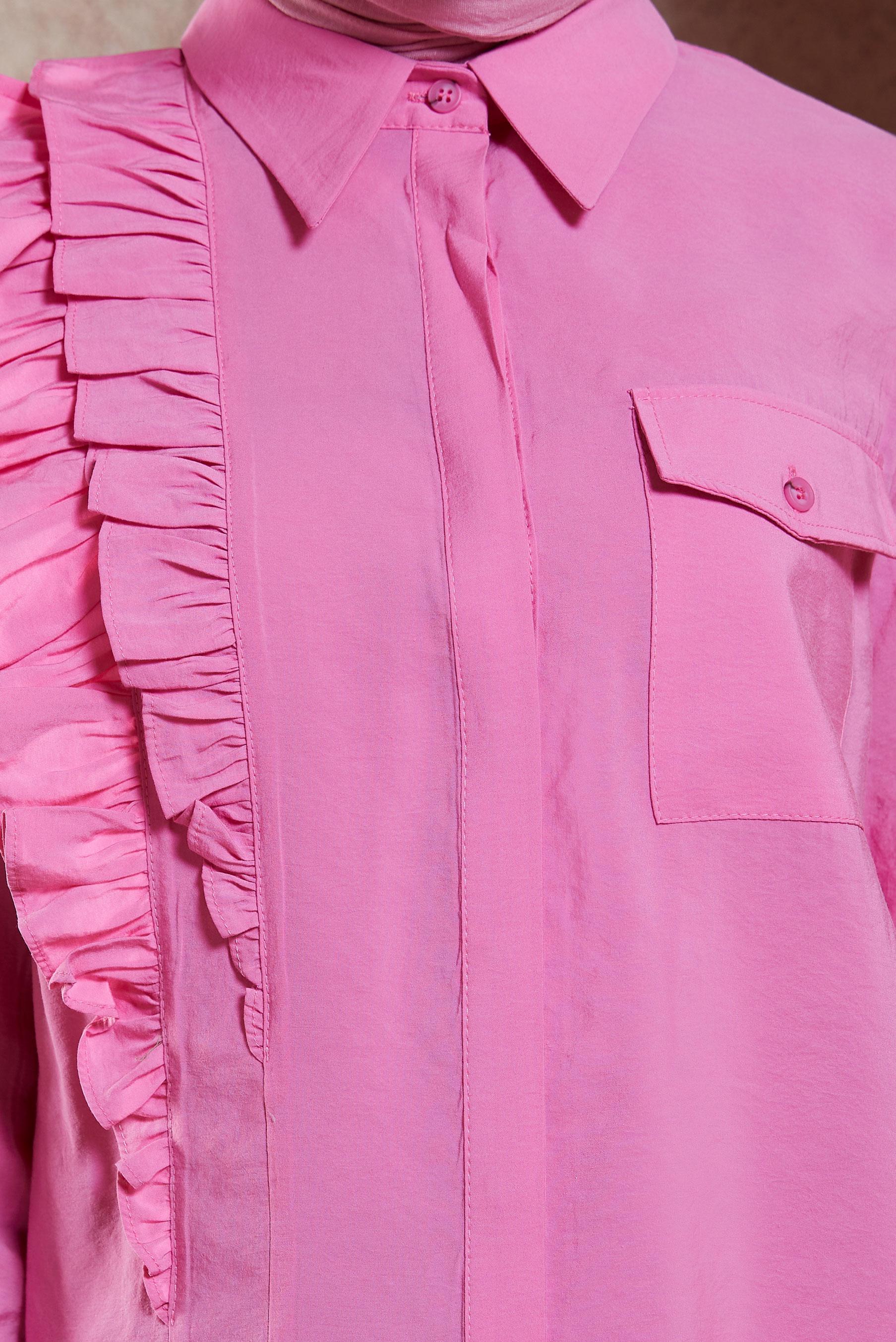 Tesettür giyim PEMBE FIRFIR DETAYLI TUNİK 44793