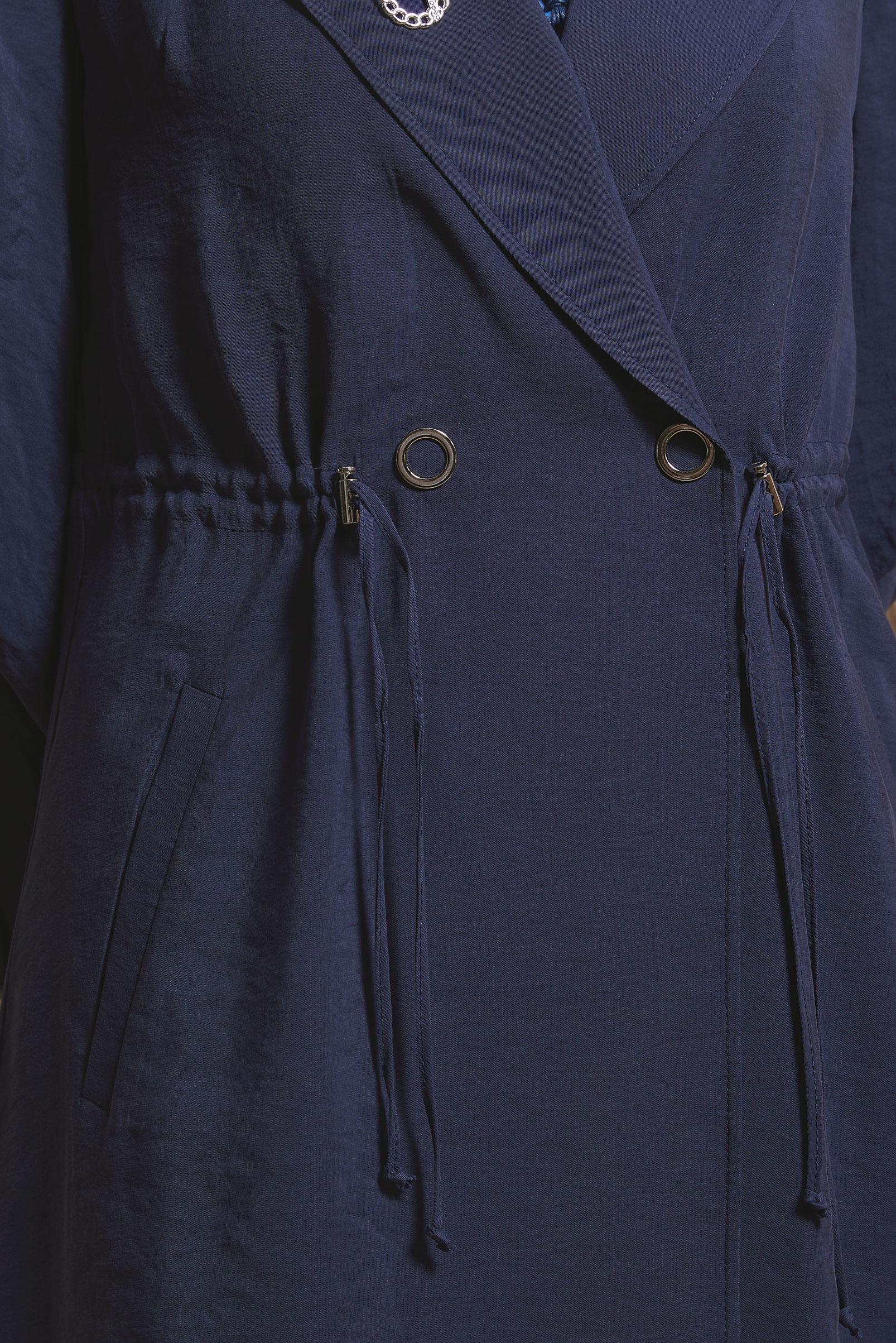 Tesettür giyim LACİVERT BELİ BÜZGÜLÜ TRENÇKOT 10851