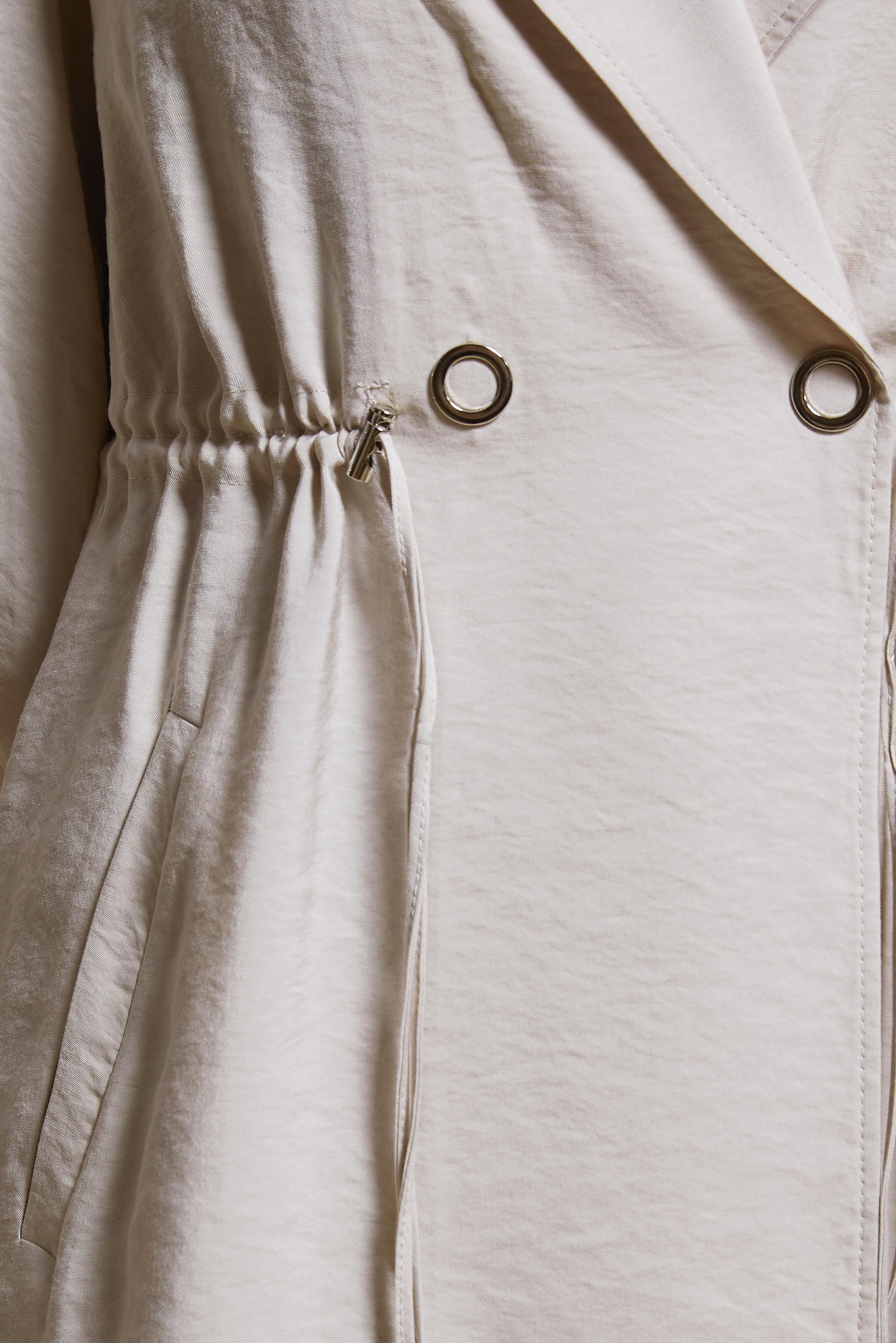 Tesettür giyim BEJ BELİ BÜZGÜLÜ TRENÇKOT 10851